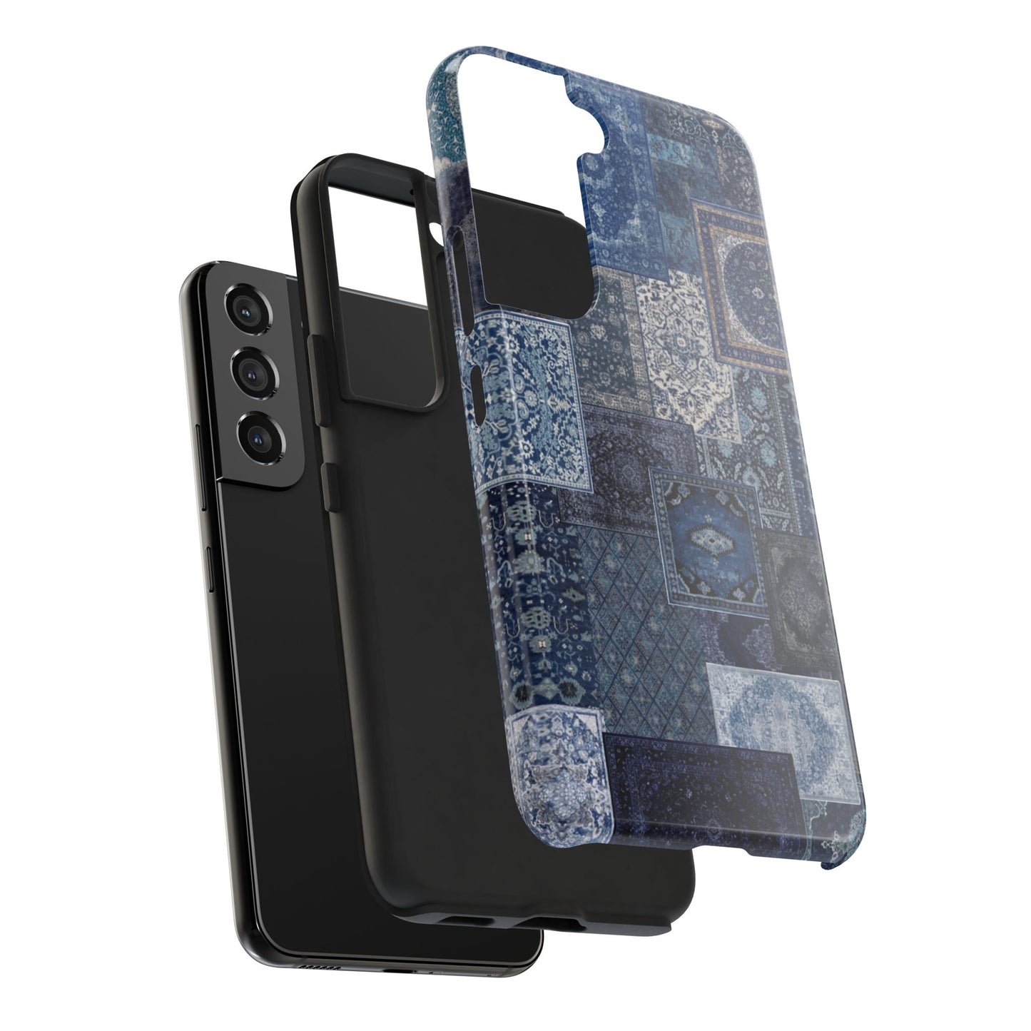 Vintage Rug Pattern Phone Cases, Tough Cases for iPhone, Stylish Smartphone Cover, Unique Gifts for Him/Her, Blue Design