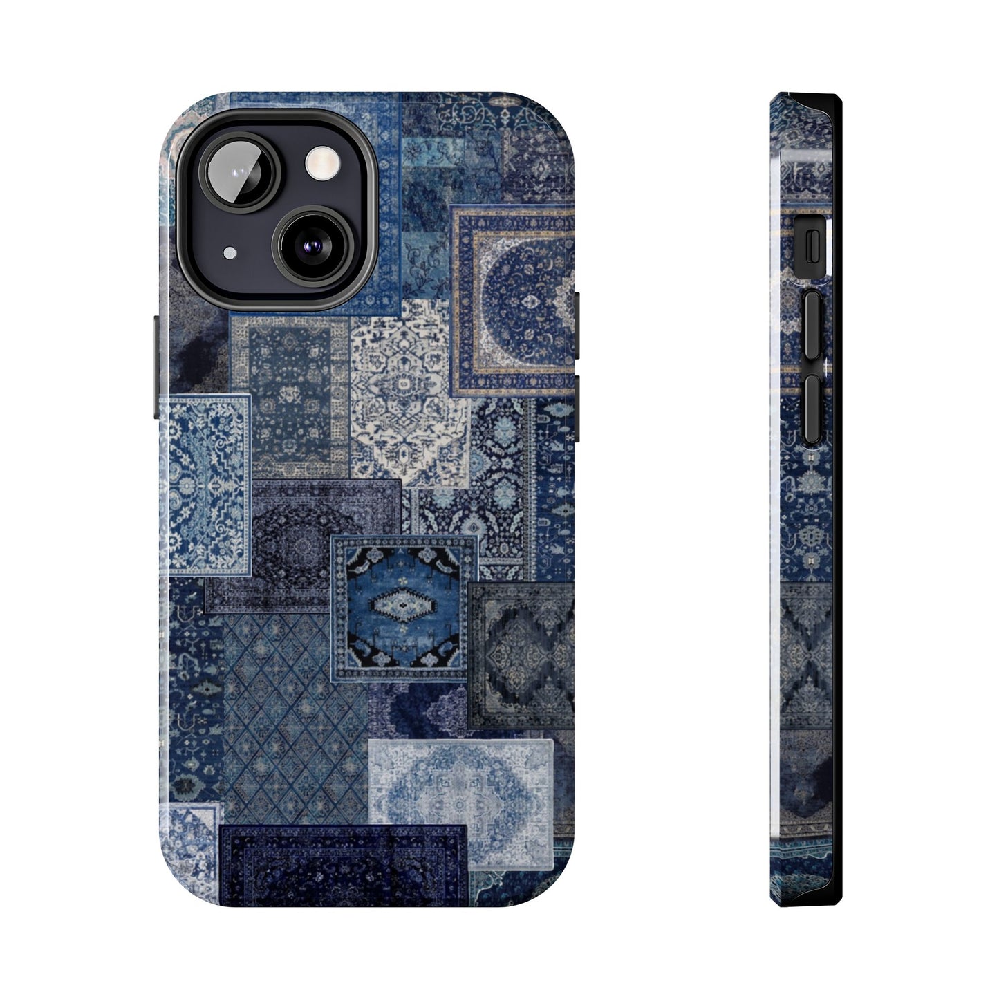 Vintage Rug Pattern Phone Cases, Tough Cases for iPhone, Stylish Smartphone Cover, Unique Gifts for Him/Her, Blue Design