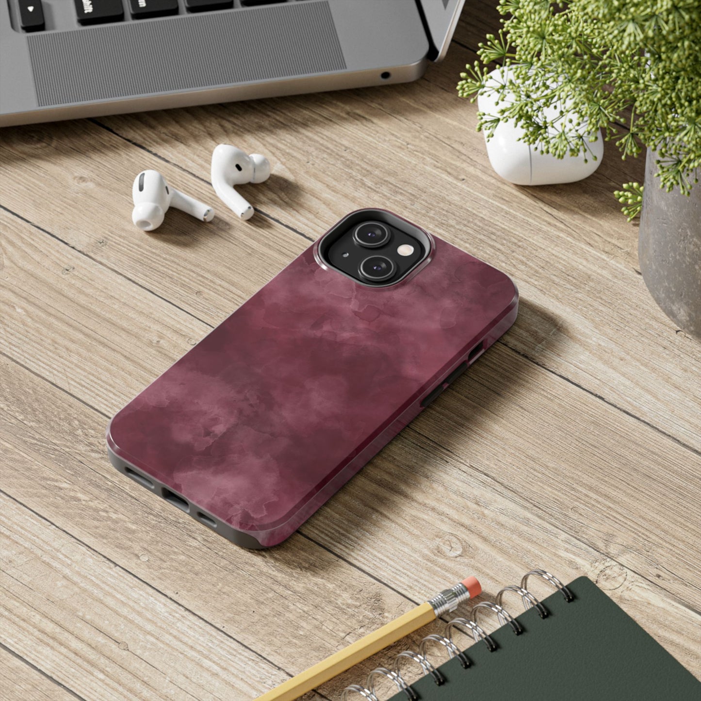 Elegant Burgundy Tough Phone Cases, Stylish Phone Cover, Durable Phone Protector, Unique Gift, Trendy Tech Accessories