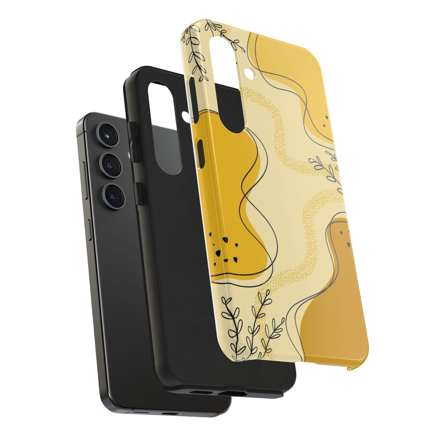 Artistic Yellow Phone Case, Tough Phone Protection, Modern Design, Gifts for Her, Phone Accessories, Unique Cell Phone Cover