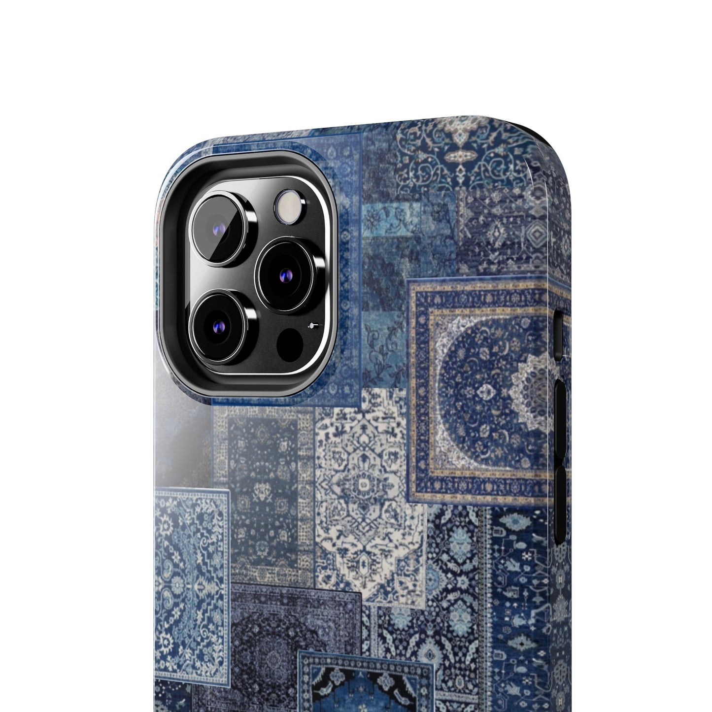 Vintage Rug Pattern Phone Cases, Tough Cases for iPhone, Stylish Smartphone Cover, Unique Gifts for Him/Her, Blue Design