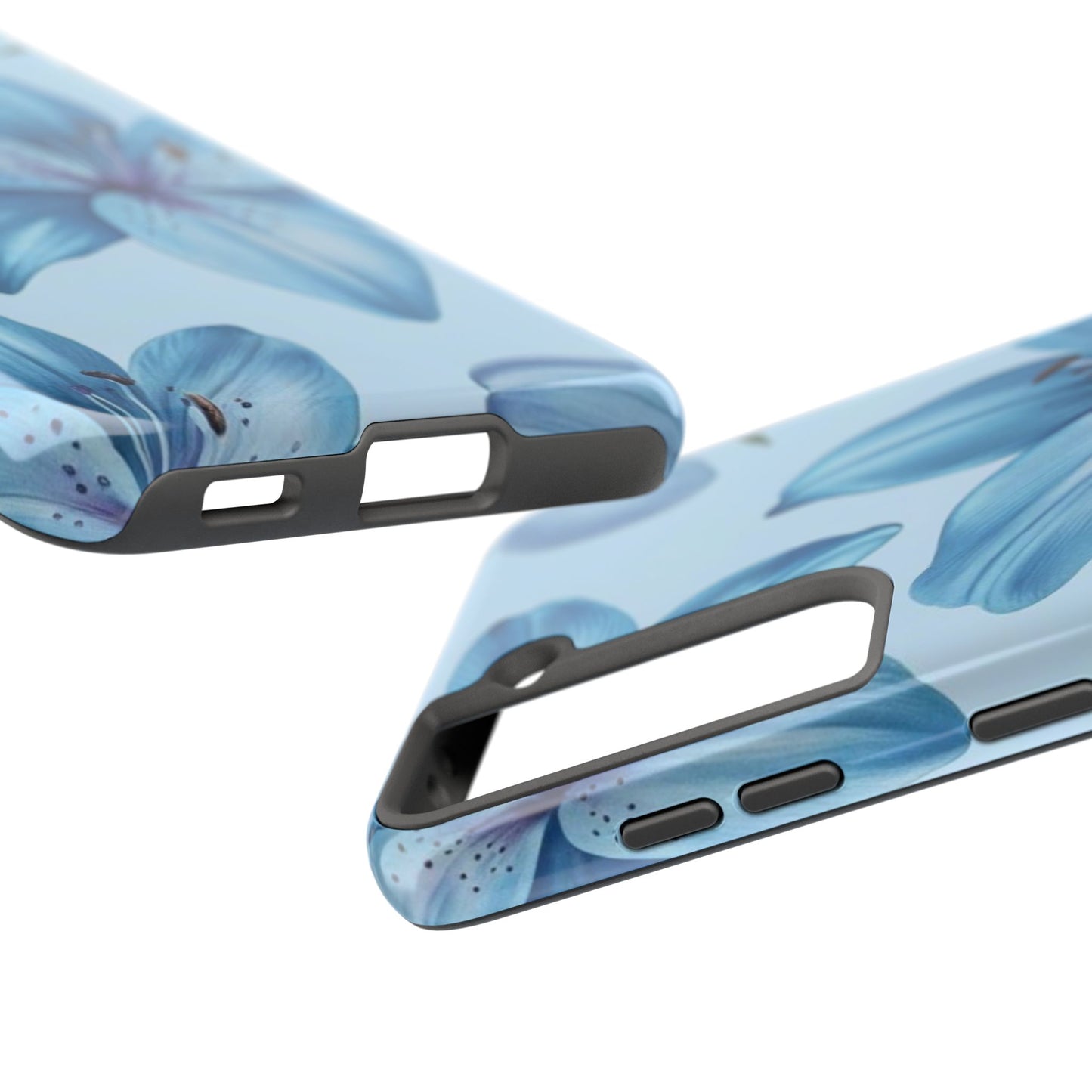 Blue Floral Tough Phone Cases, Floral Phone Cover, Gift for Her, Summer Aesthetic, Smartphone Protector, Durable Case