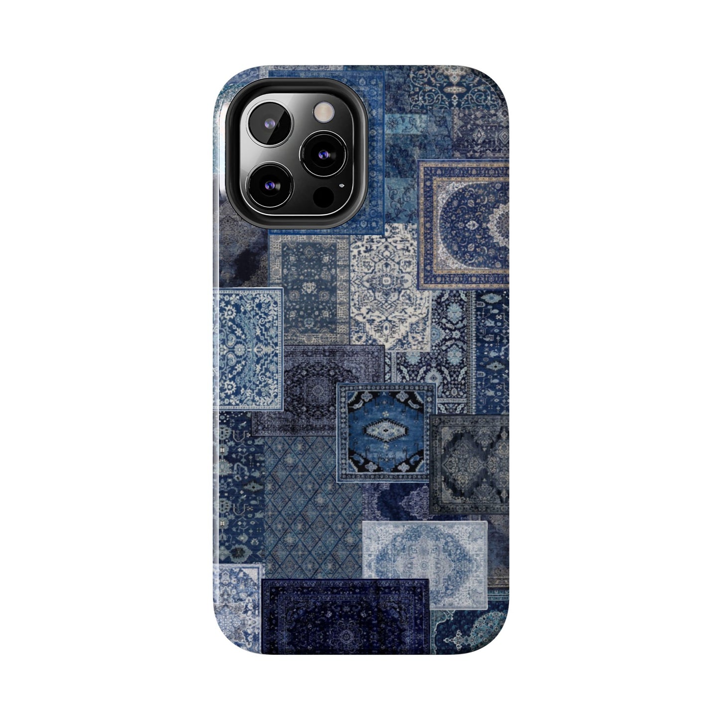 Vintage Rug Pattern Phone Cases, Tough Cases for iPhone, Stylish Smartphone Cover, Unique Gifts for Him/Her, Blue Design