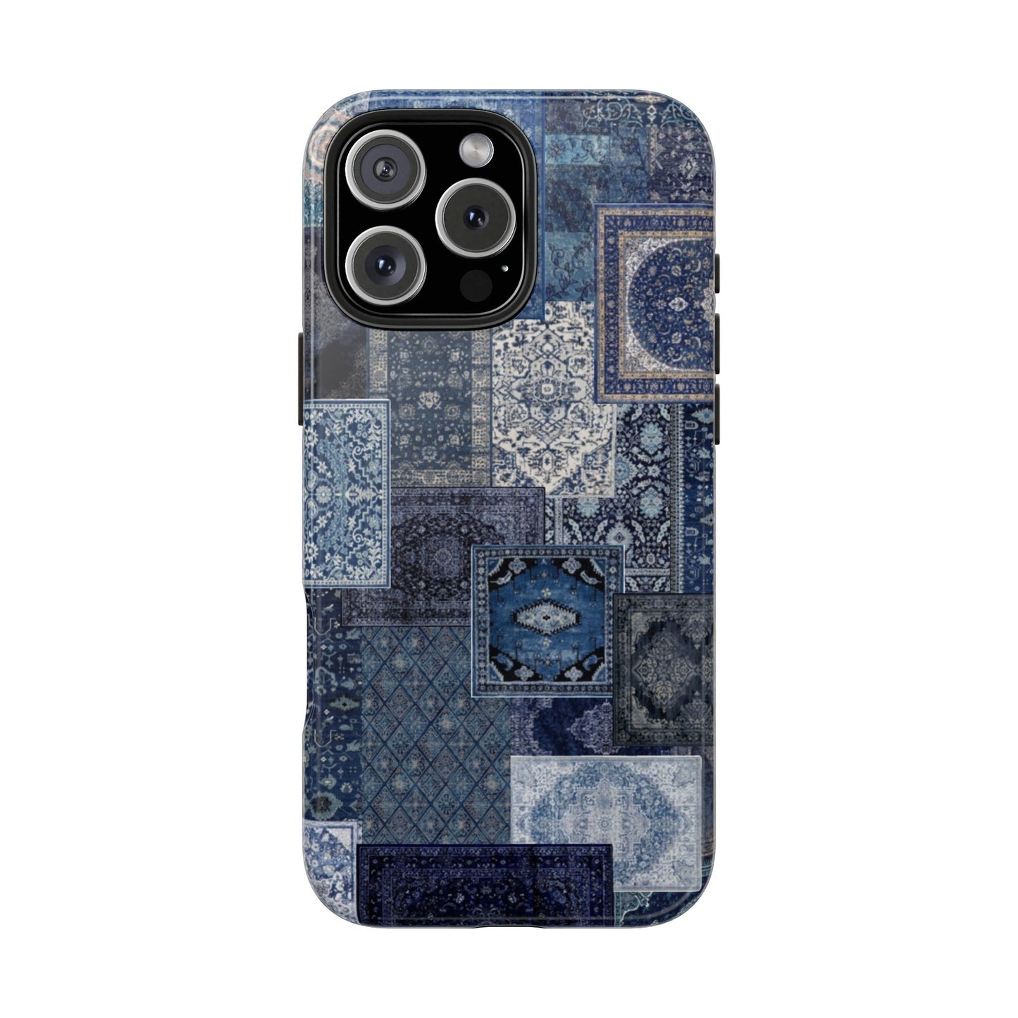 Vintage Rug Pattern Phone Cases, Tough Cases for iPhone, Stylish Smartphone Cover, Unique Gifts for Him/Her, Blue Design