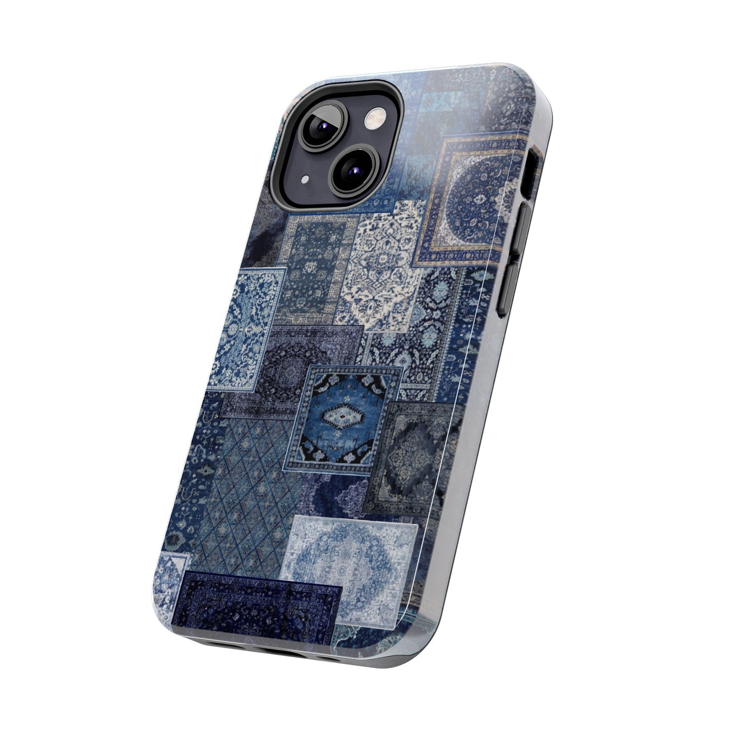 Vintage Rug Pattern Phone Cases, Tough Cases for iPhone, Stylish Smartphone Cover, Unique Gifts for Him/Her, Blue Design