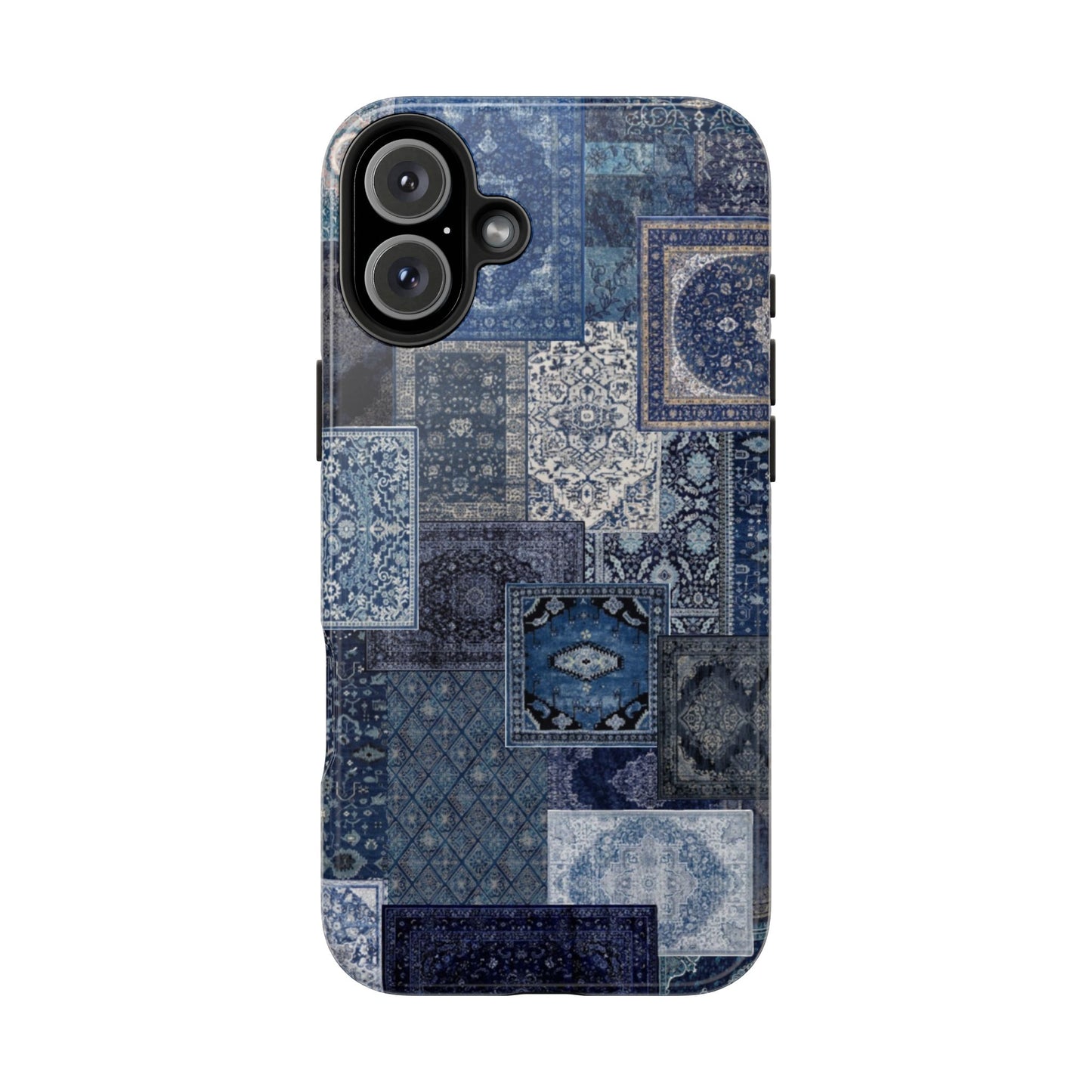 Vintage Rug Pattern Phone Cases, Tough Cases for iPhone, Stylish Smartphone Cover, Unique Gifts for Him/Her, Blue Design