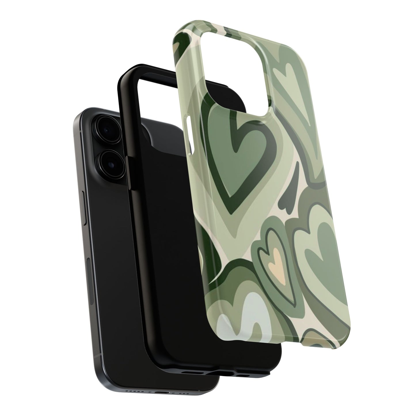 Heartfelt Patterned Tough Phone Cases, Cute Phone Cases, Gift for Her, Valentine's Day, Trendy Accessories, Nature-Inspired Design