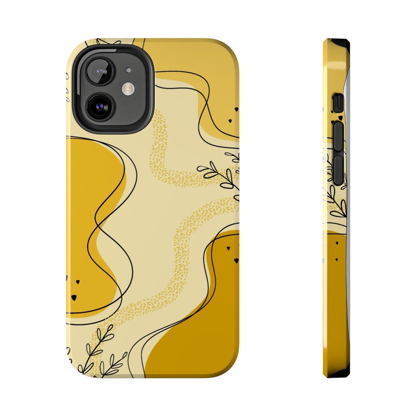 Artistic Yellow Phone Case, Tough Phone Protection, Modern Design, Gifts for Her, Phone Accessories, Unique Cell Phone Cover