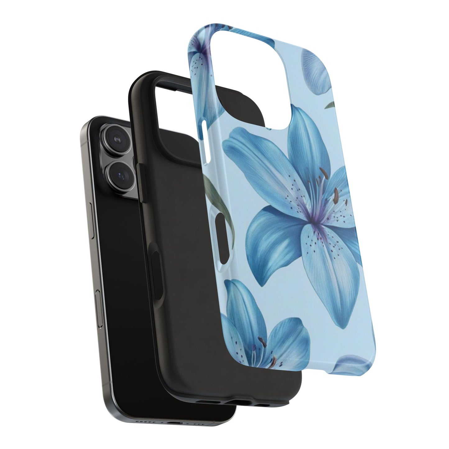 Blue Floral Tough Phone Cases, Floral Phone Cover, Gift for Her, Summer Aesthetic, Smartphone Protector, Durable Case