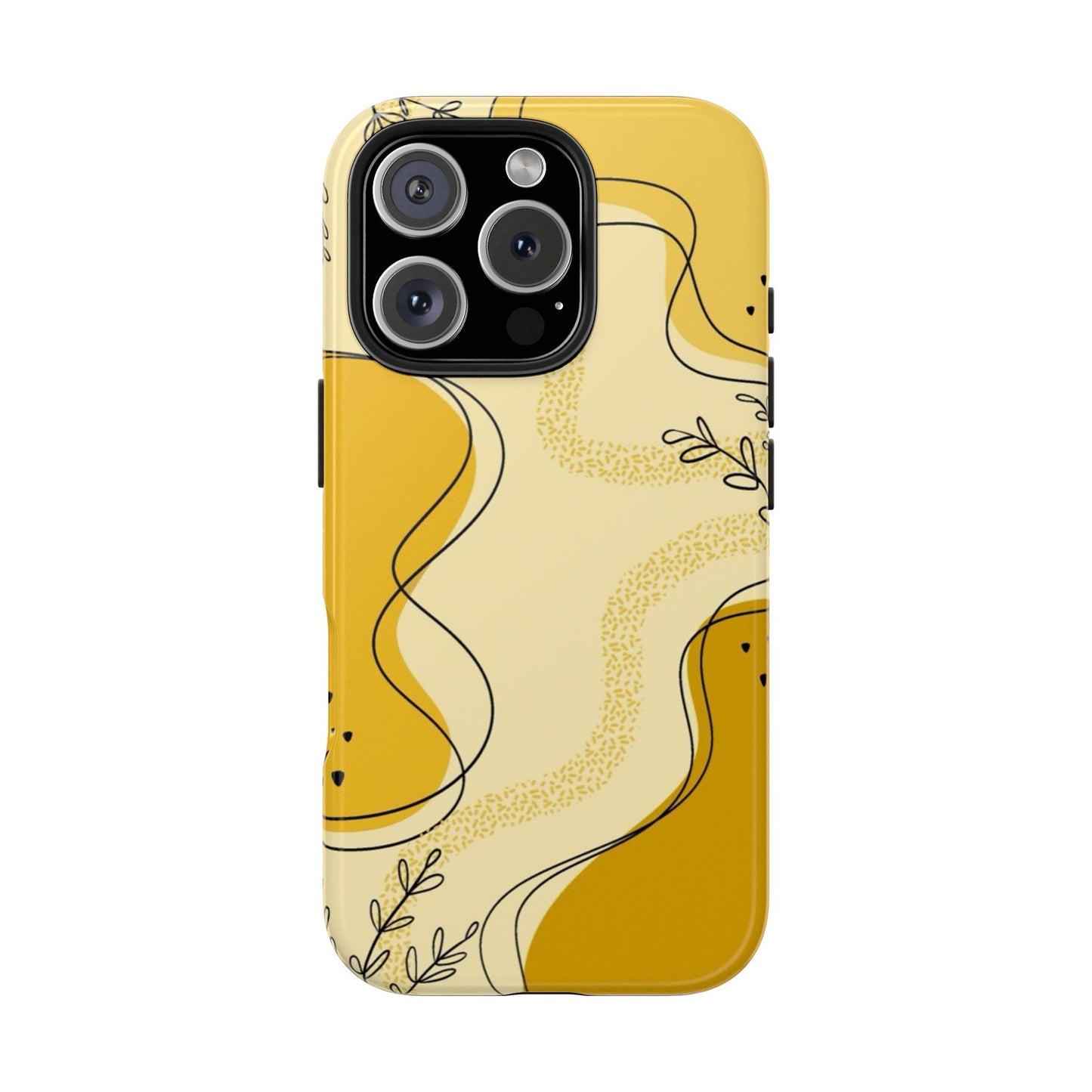 Artistic Yellow Phone Case, Tough Phone Protection, Modern Design, Gifts for Her, Phone Accessories, Unique Cell Phone Cover
