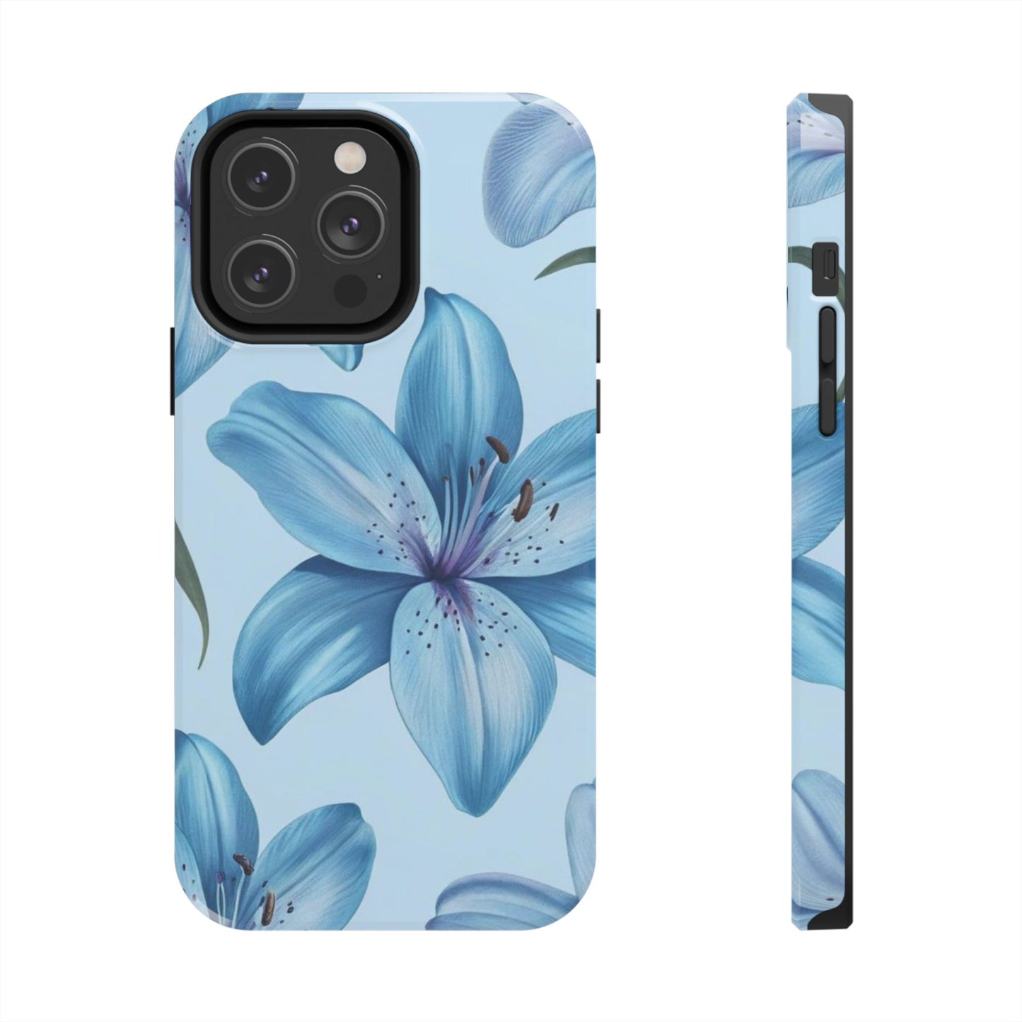 Blue Floral Tough Phone Cases, Floral Phone Cover, Gift for Her, Summer Aesthetic, Smartphone Protector, Durable Case
