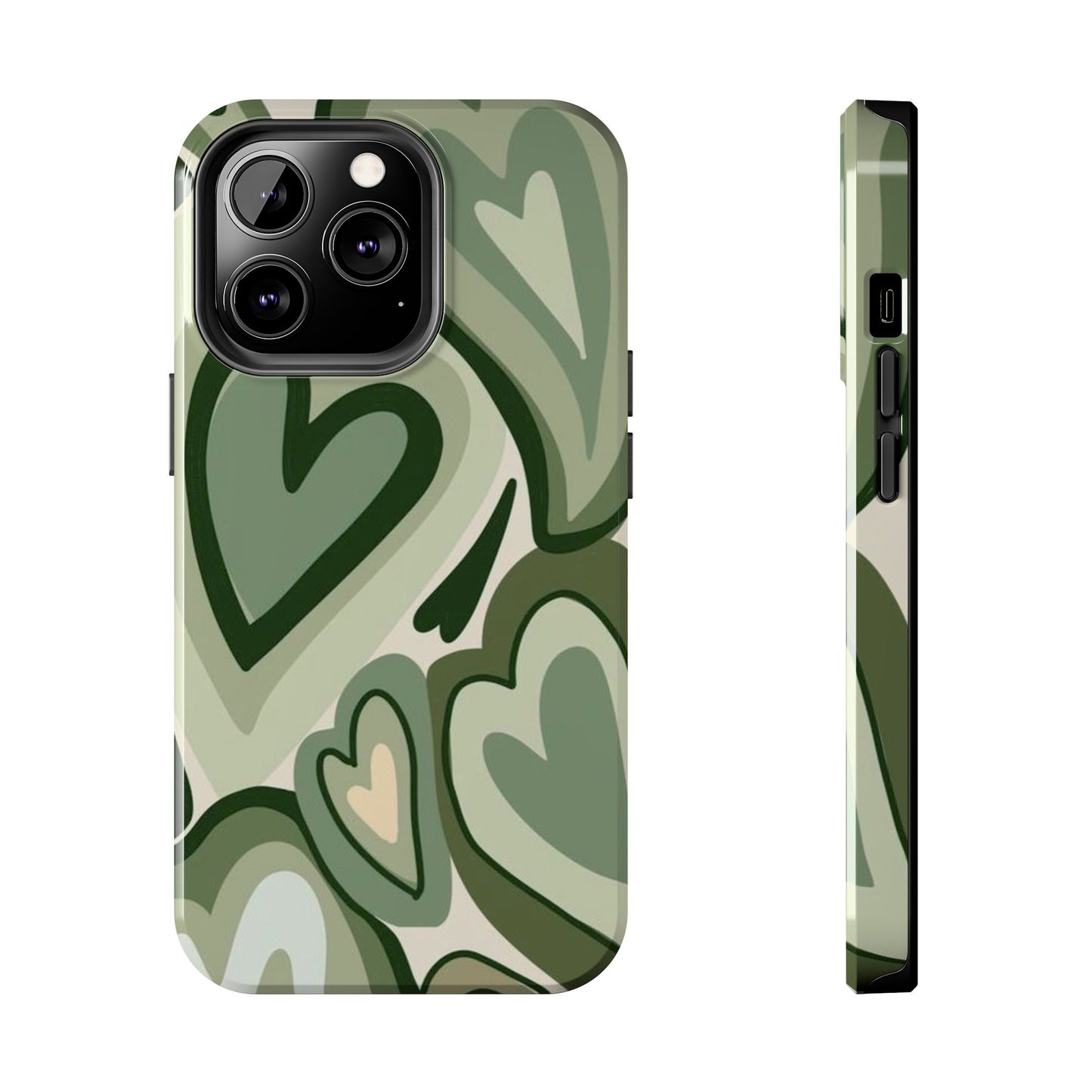 Heartfelt Patterned Tough Phone Cases, Cute Phone Cases, Gift for Her, Valentine's Day, Trendy Accessories, Nature-Inspired Design