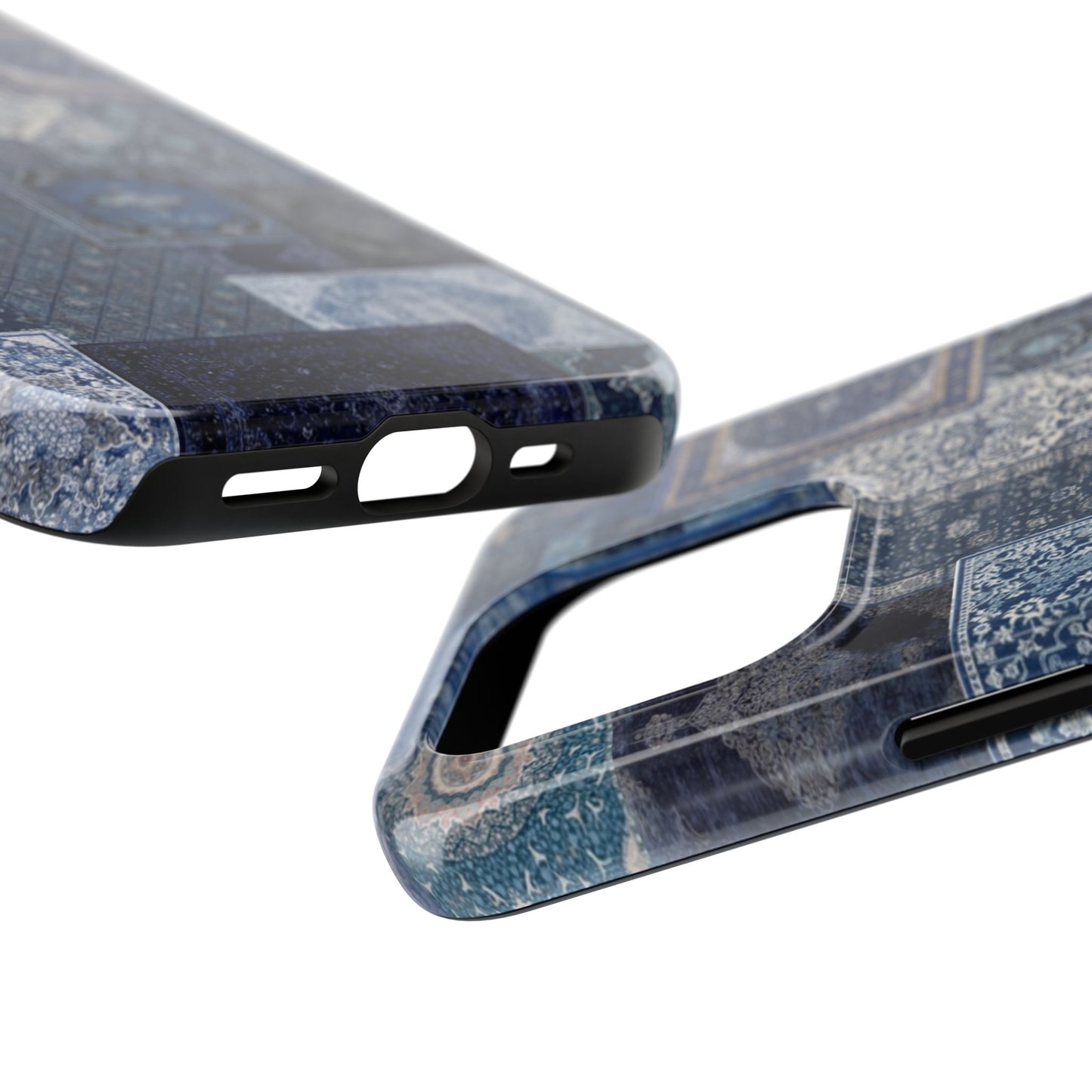 Vintage Rug Pattern Phone Cases, Tough Cases for iPhone, Stylish Smartphone Cover, Unique Gifts for Him/Her, Blue Design