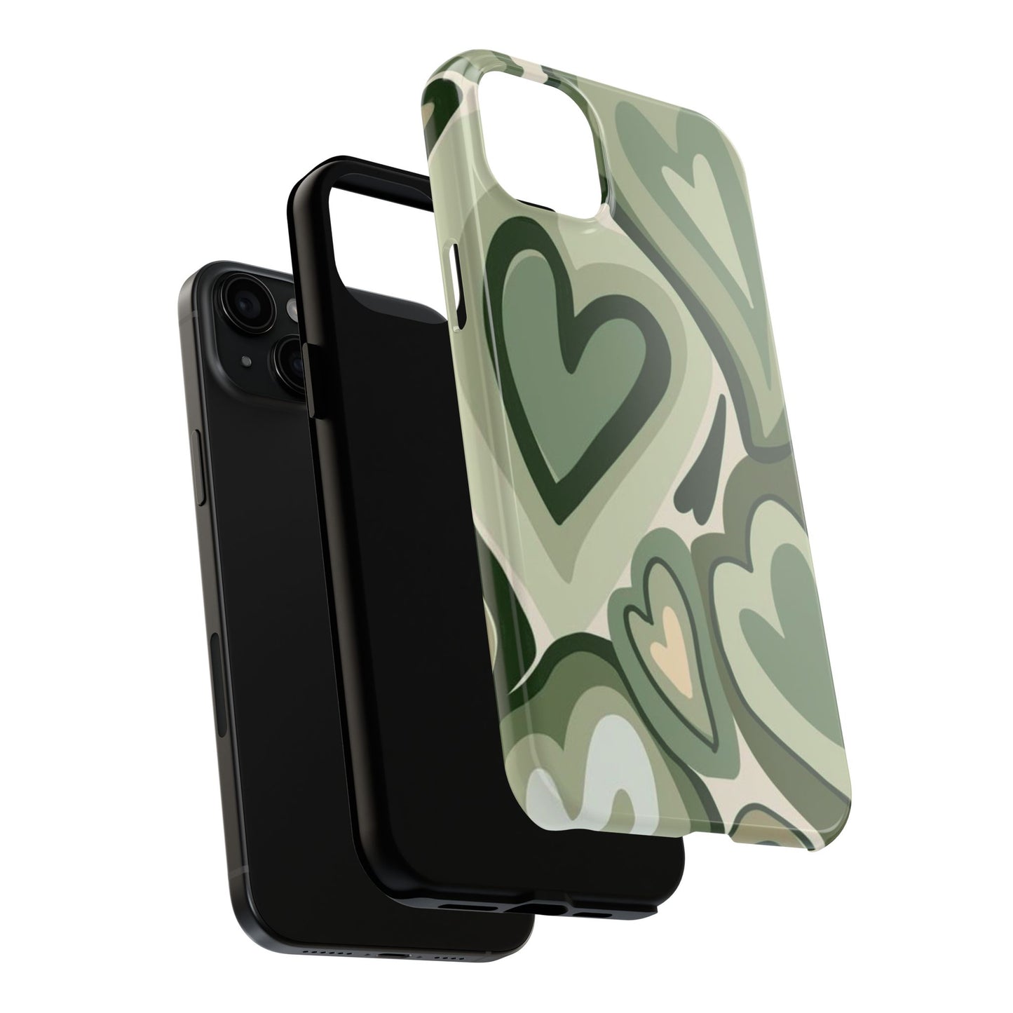 Heartfelt Patterned Tough Phone Cases, Cute Phone Cases, Gift for Her, Valentine's Day, Trendy Accessories, Nature-Inspired Design