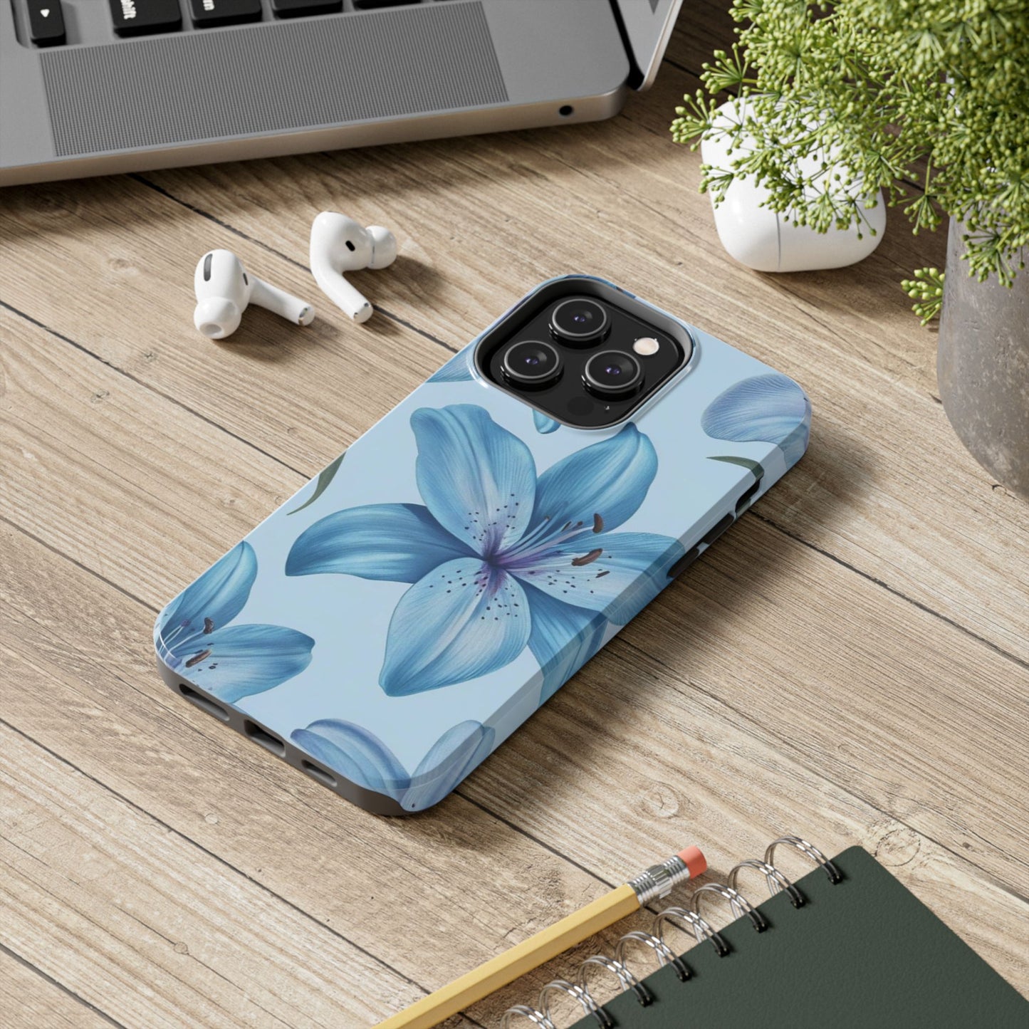 Blue Floral Tough Phone Cases, Floral Phone Cover, Gift for Her, Summer Aesthetic, Smartphone Protector, Durable Case