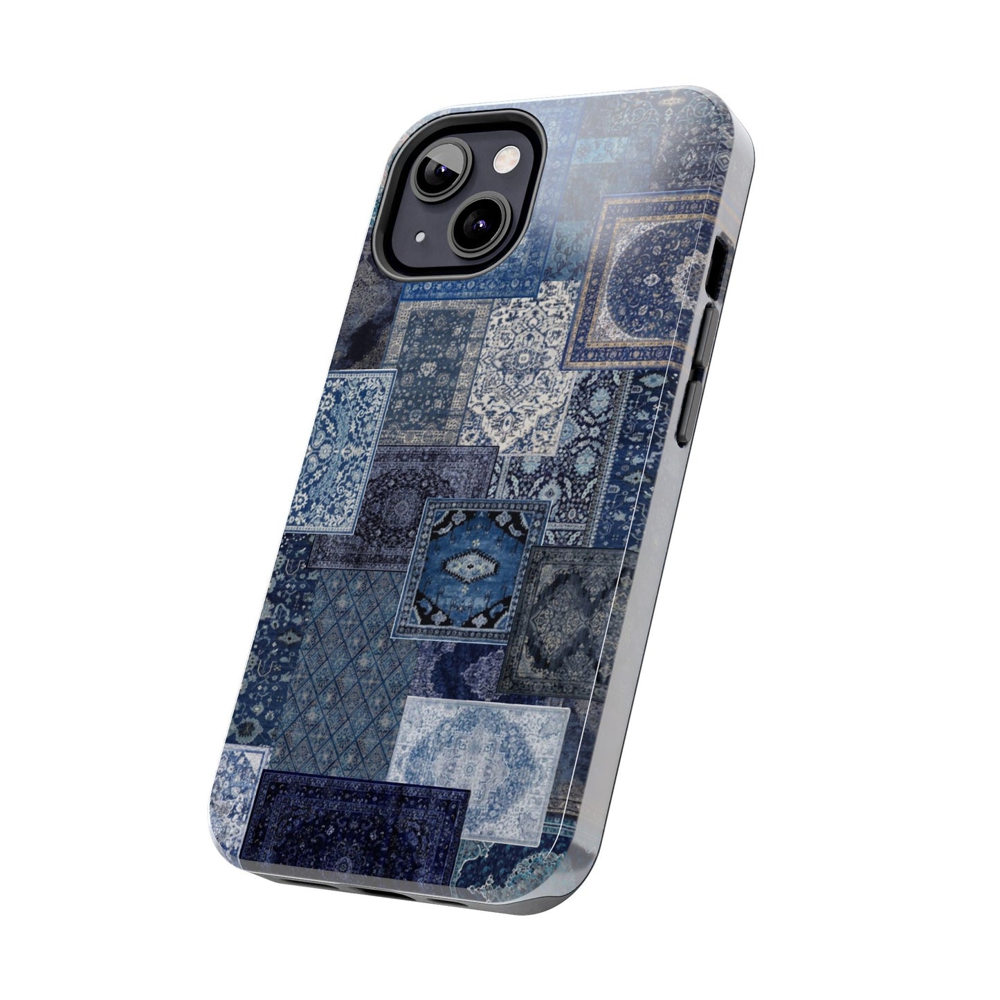 Vintage Rug Pattern Phone Cases, Tough Cases for iPhone, Stylish Smartphone Cover, Unique Gifts for Him/Her, Blue Design