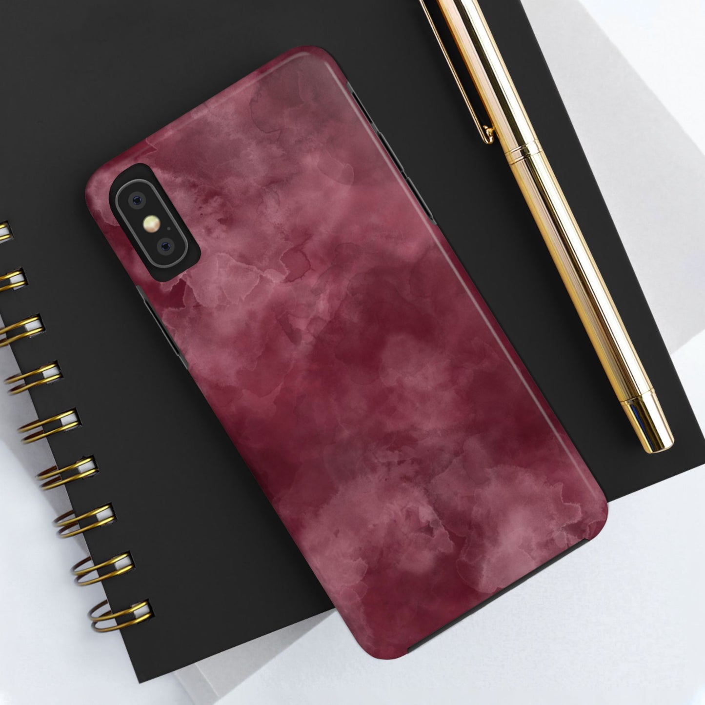 Elegant Burgundy Tough Phone Cases, Stylish Phone Cover, Durable Phone Protector, Unique Gift, Trendy Tech Accessories