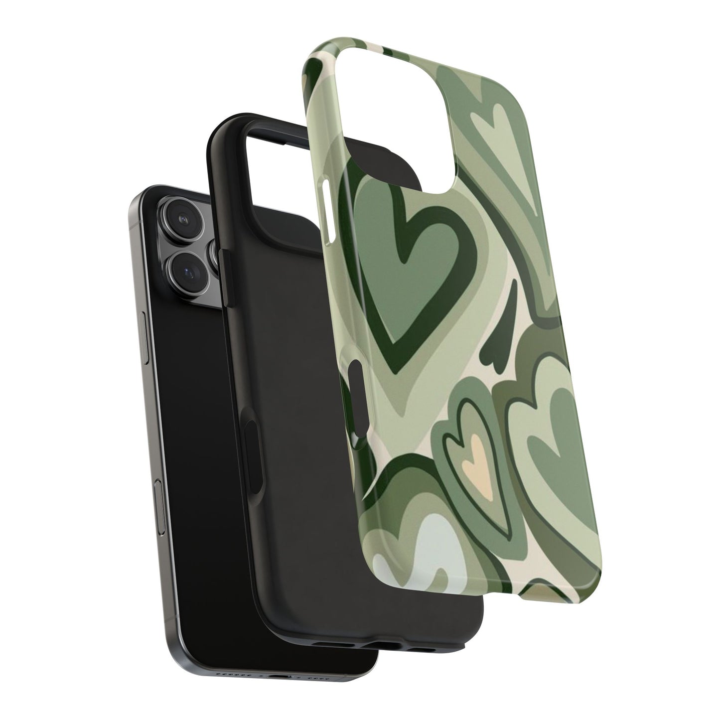 Heartfelt Patterned Tough Phone Cases, Cute Phone Cases, Gift for Her, Valentine's Day, Trendy Accessories, Nature-Inspired Design