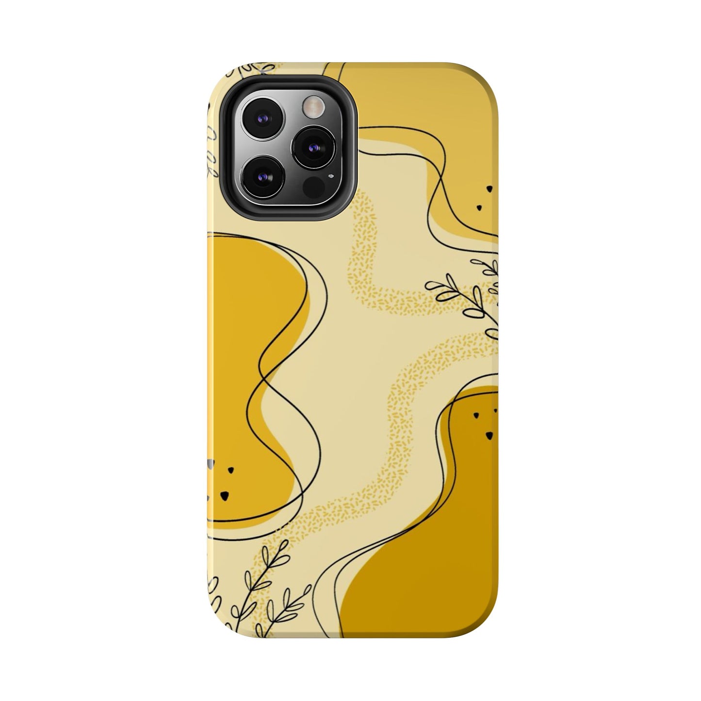 Artistic Yellow Phone Case, Tough Phone Protection, Modern Design, Gifts for Her, Phone Accessories, Unique Cell Phone Cover