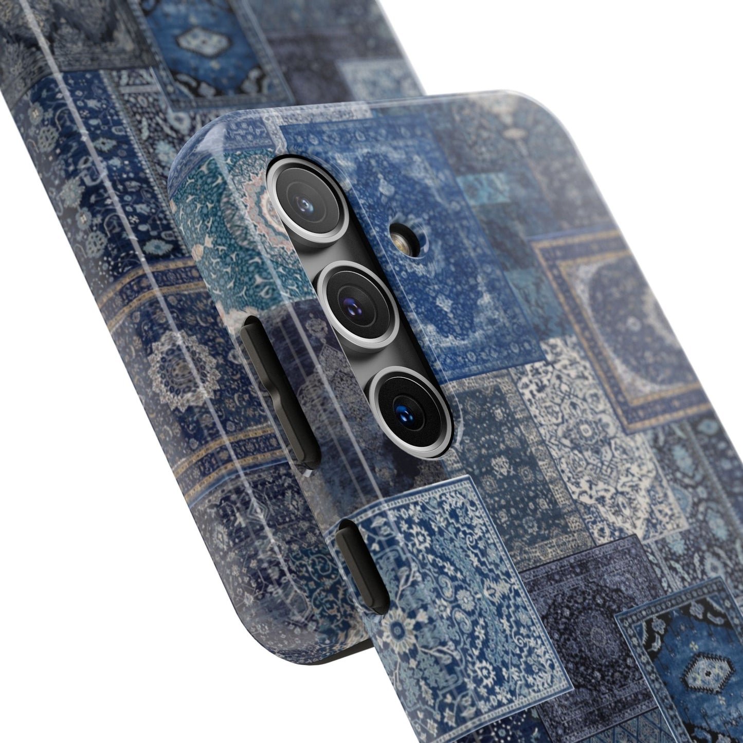 Vintage Rug Pattern Phone Cases, Tough Cases for iPhone, Stylish Smartphone Cover, Unique Gifts for Him/Her, Blue Design