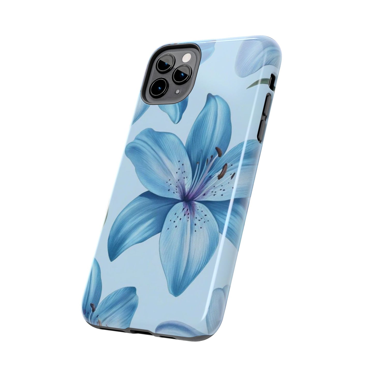 Blue Floral Tough Phone Cases, Floral Phone Cover, Gift for Her, Summer Aesthetic, Smartphone Protector, Durable Case