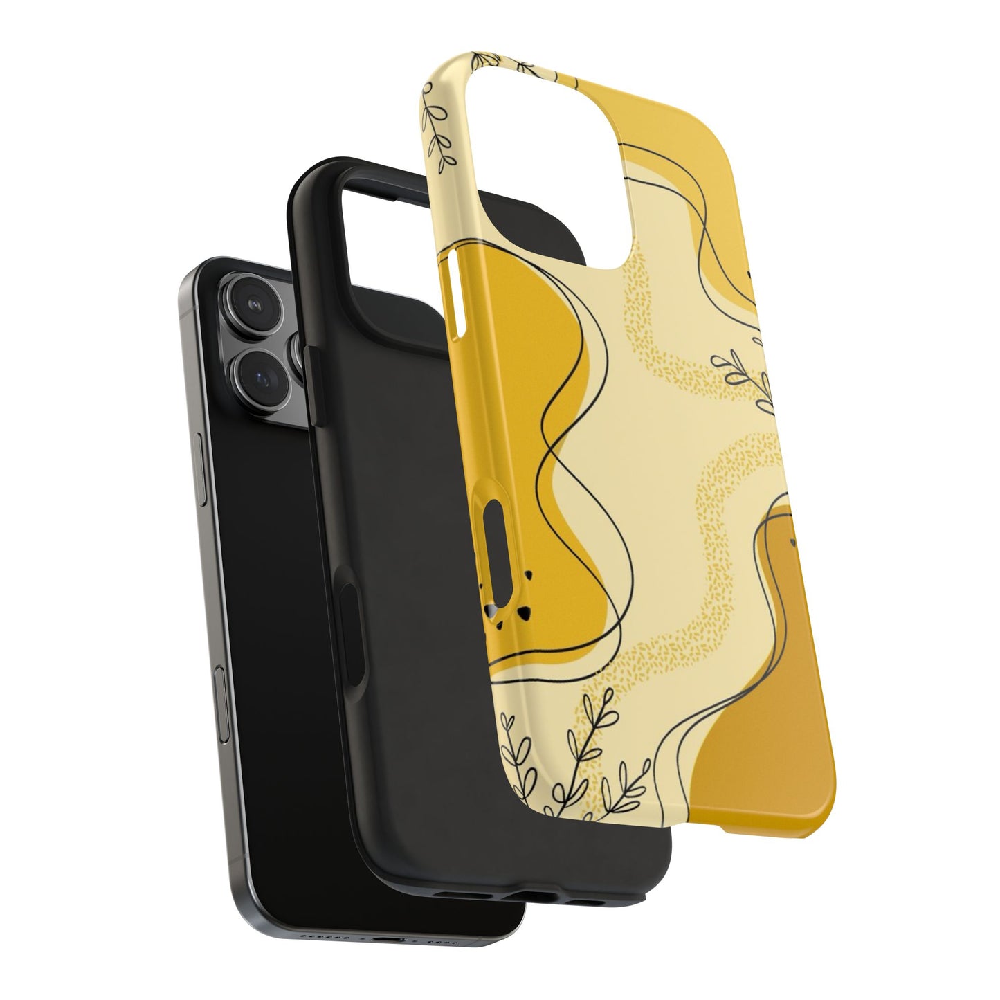 Artistic Yellow Phone Case, Tough Phone Protection, Modern Design, Gifts for Her, Phone Accessories, Unique Cell Phone Cover