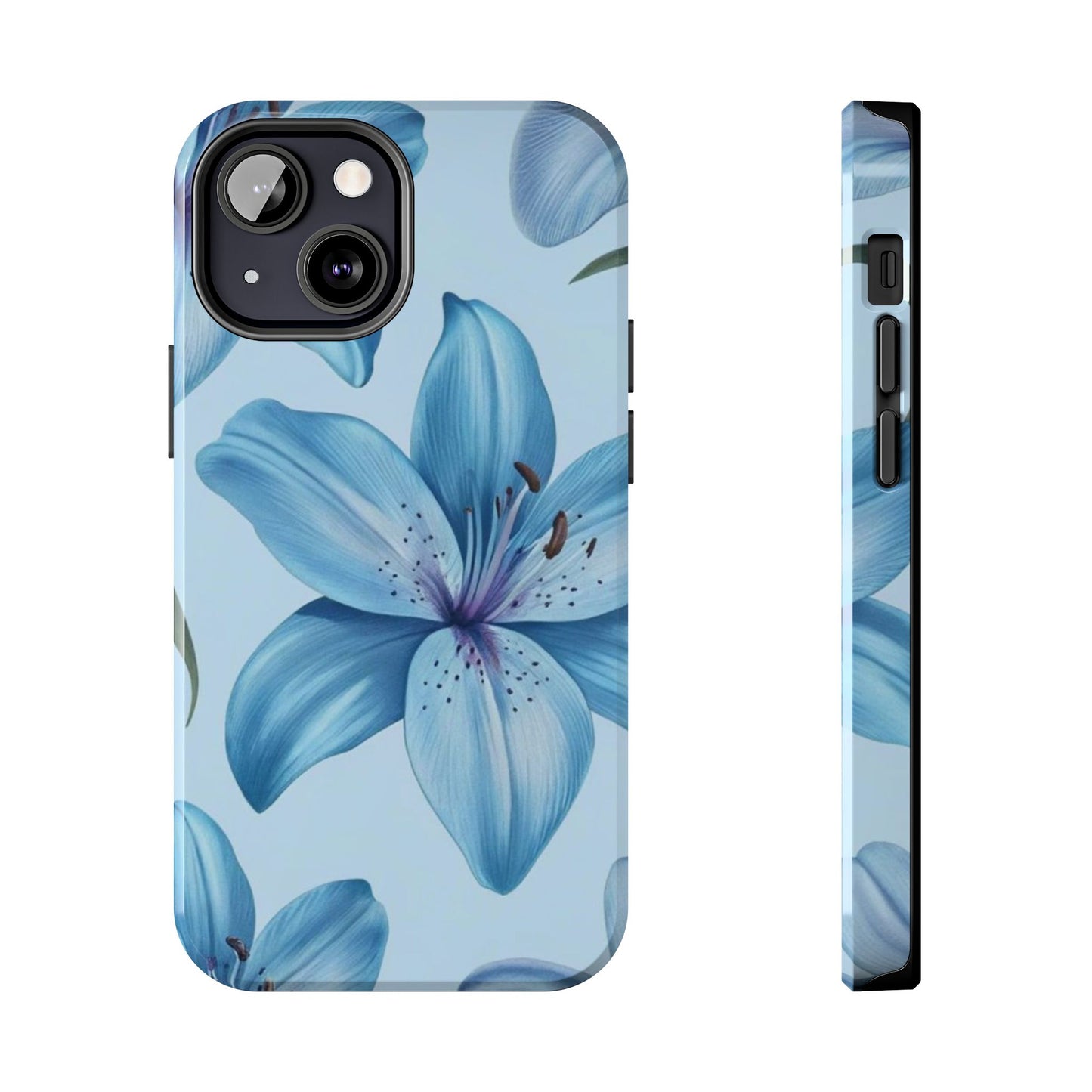 Blue Floral Tough Phone Cases, Floral Phone Cover, Gift for Her, Summer Aesthetic, Smartphone Protector, Durable Case