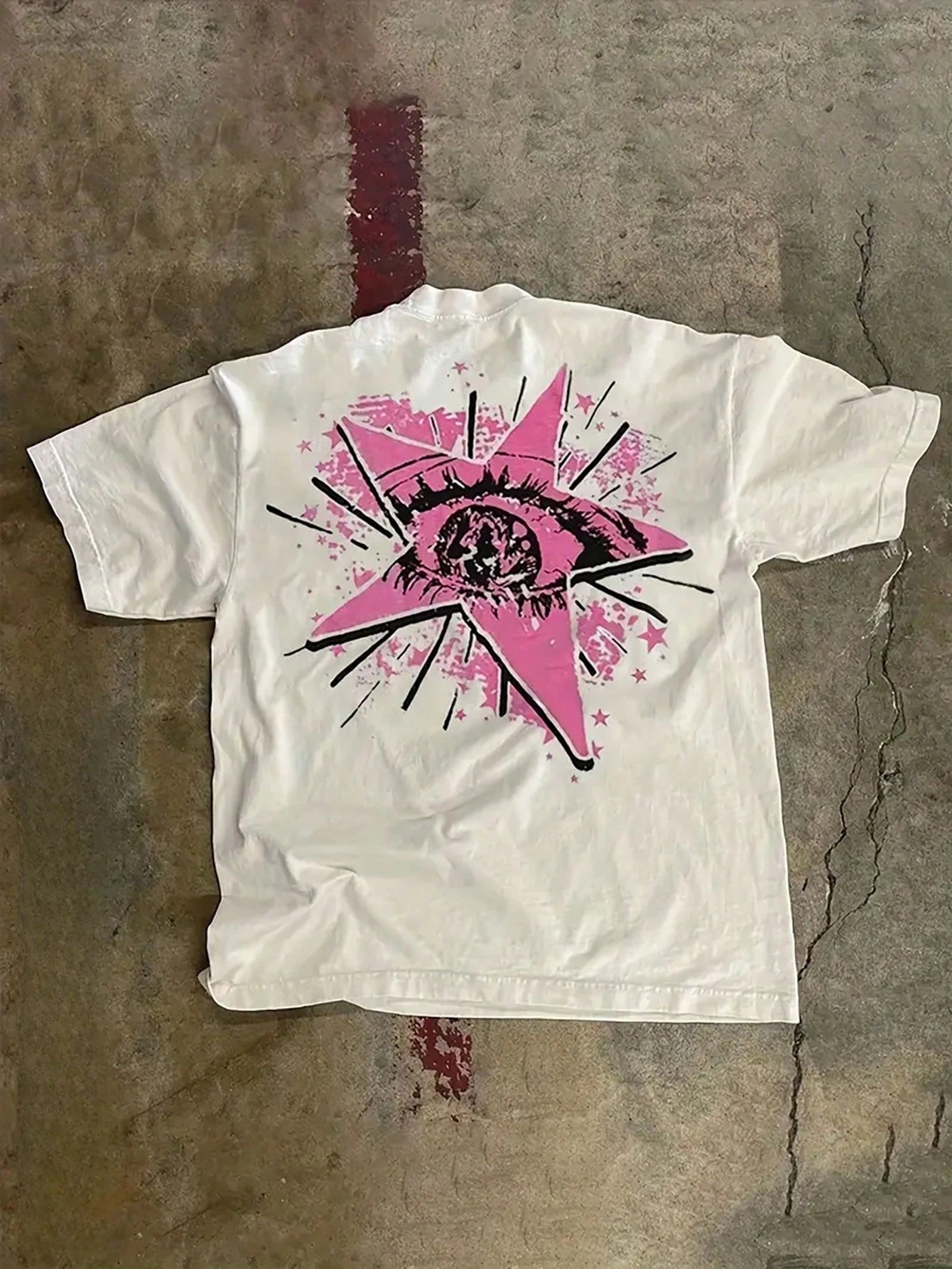Pure Cotton T-Shirt Men's Summer Round Neck Short Sleeved Casual Print Y2K Style Hand Drawn Fashion Trend Y2K Harajuku