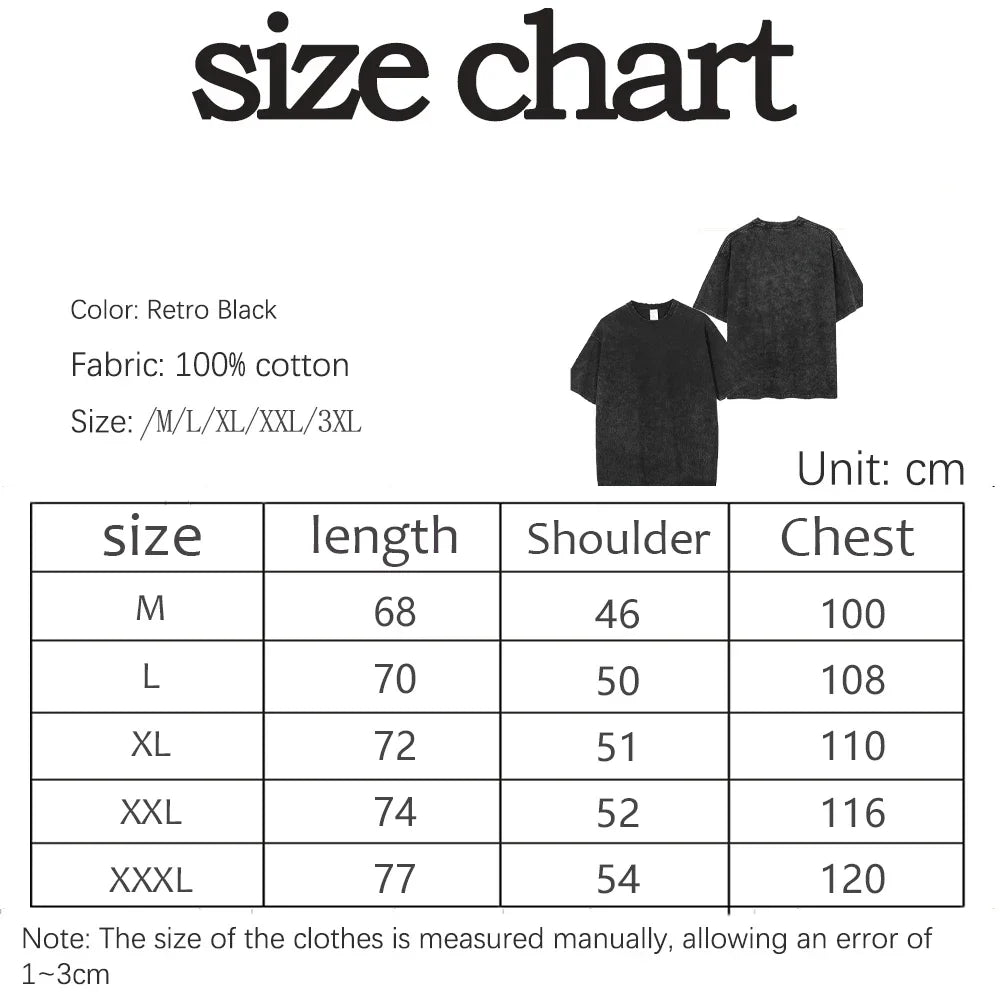 Letter printed T-shirt men's Manhattan street shirtcotton retro washed T-shirtunisex breathable fabric