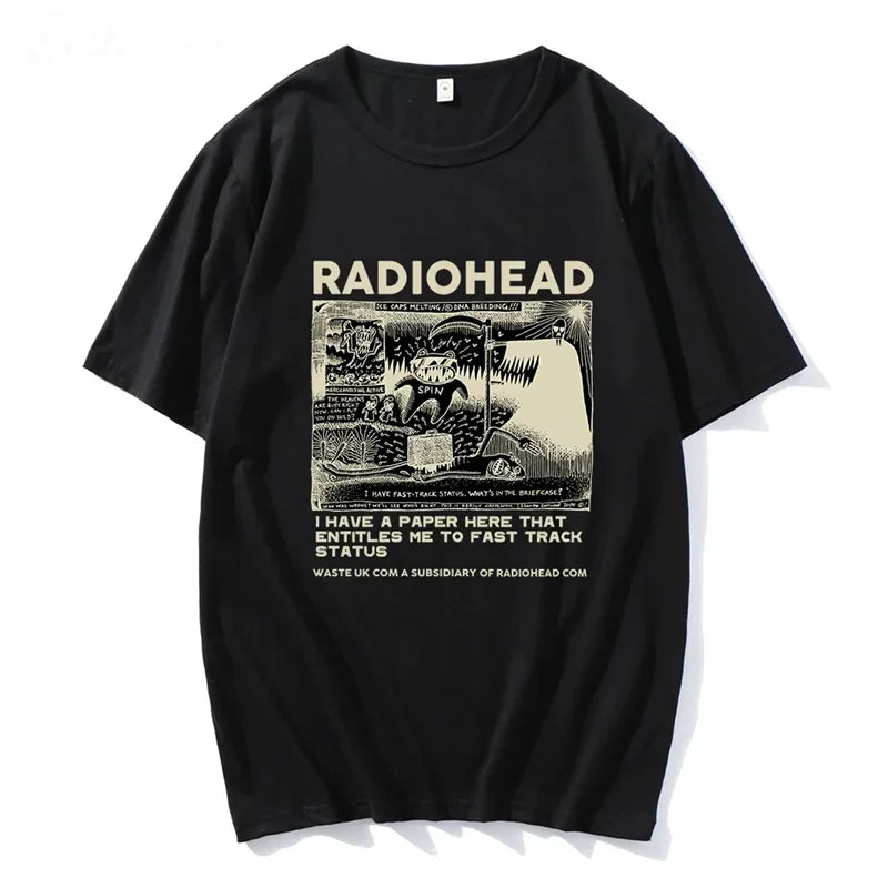 Radiohead Tshirt Retro Classic Tshirt North American Tour Rock Boys and Womens Tshirt Camisetas Hombre Hip Hop Street Casual Top