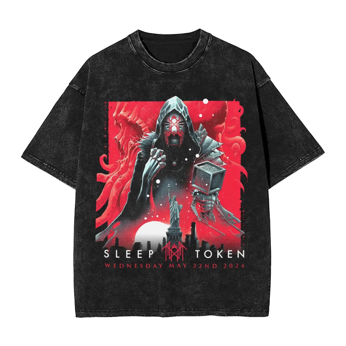 Sleep Sleep heavy metal Band Washed T Shirt Streetwear Hip Hop Novelty T-Shirt Tokensd Tees for Men Women Cotton High Street