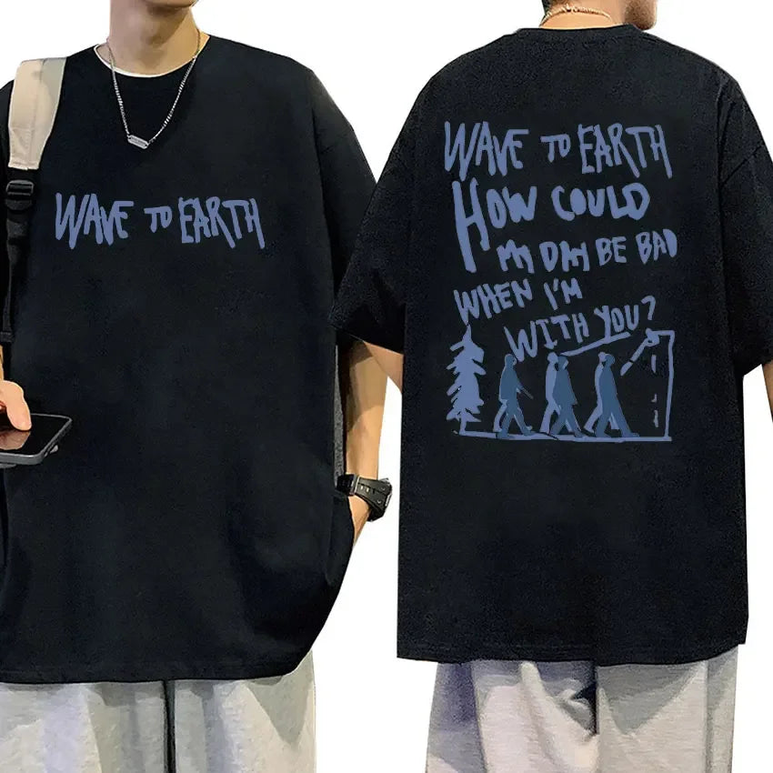 Wave To Earth Cat 0.03 2024 World Tour Album Print T Shirts Men Women Retro Fashion Cotton Short Sleeve T-shirt Hip Hop Clothing