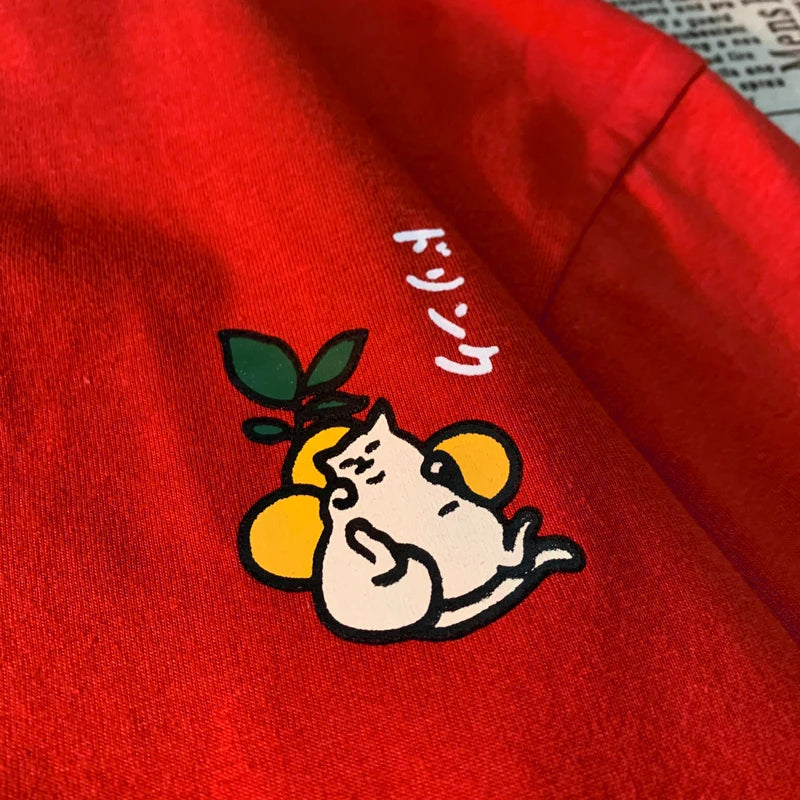 Cute Japanese Cat Print Oversized T-shirt Women Men Short Sleeve Loose Casual Tee Shirt Streetwear Tops Cotton Harajuku Clothing