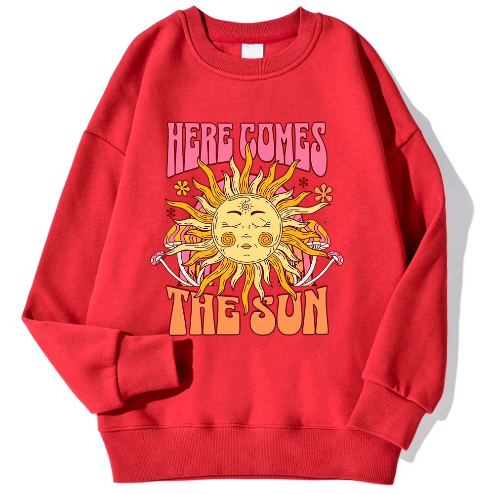 Lemons Leopard And Sun Prints Sweatshirts Winter Women Casual Loose Hoodies Fleece Warm Crewneck Pullover Comfortable Clothes