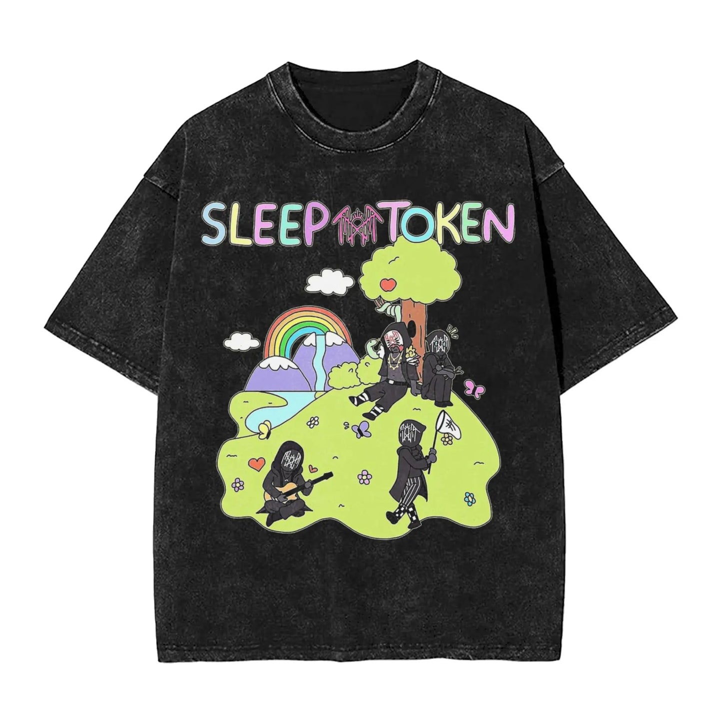 Sleep Sleep heavy metal Band Washed T Shirt Streetwear Hip Hop Novelty T-Shirt Tokensd Tees for Men Women Cotton High Street