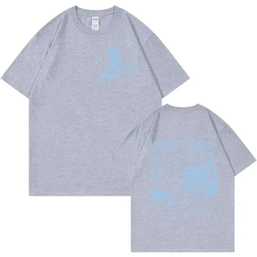 Wave To Earth Cat 0.03 2024 World Tour Album Print T Shirts Men Women Retro Fashion Cotton Short Sleeve T-shirt Hip Hop Clothing