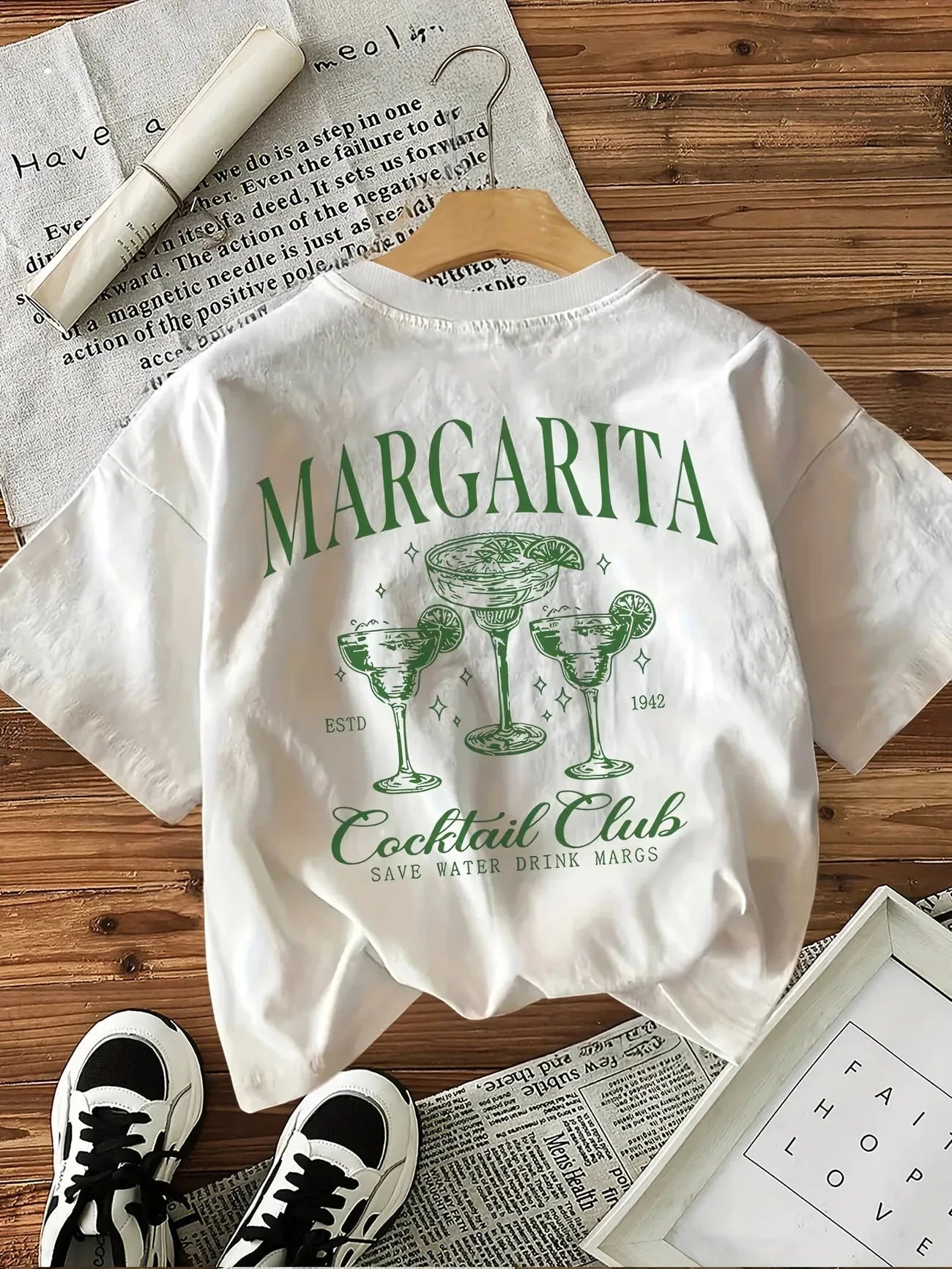 Loose Y2k Margarita Drink T-Shirt Women's Funny T-Shirt Egirl Korean Fashion Graphic T-Shirt Tops Women's Graphic T Shirts Y2K