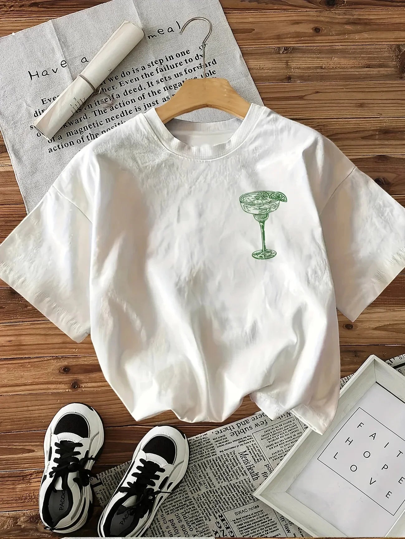 Loose Y2k Margarita Drink T-Shirt Women's Funny T-Shirt Egirl Korean Fashion Graphic T-Shirt Tops Women's Graphic T Shirts Y2K