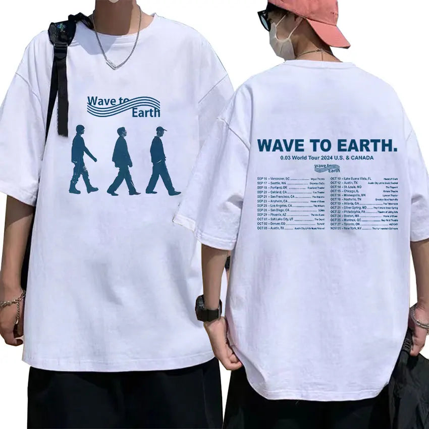 Wave To Earth Cat 0.03 2024 World Tour Album Print T Shirts Men Women Retro Fashion Cotton Short Sleeve T-shirt Hip Hop Clothing