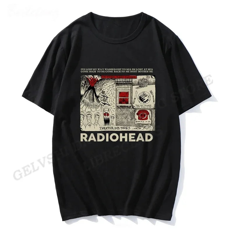 Radiohead Tshirt Retro Classic Tshirt North American Tour Rock Boys and Womens Tshirt Camisetas Hombre Hip Hop Street Casual Top