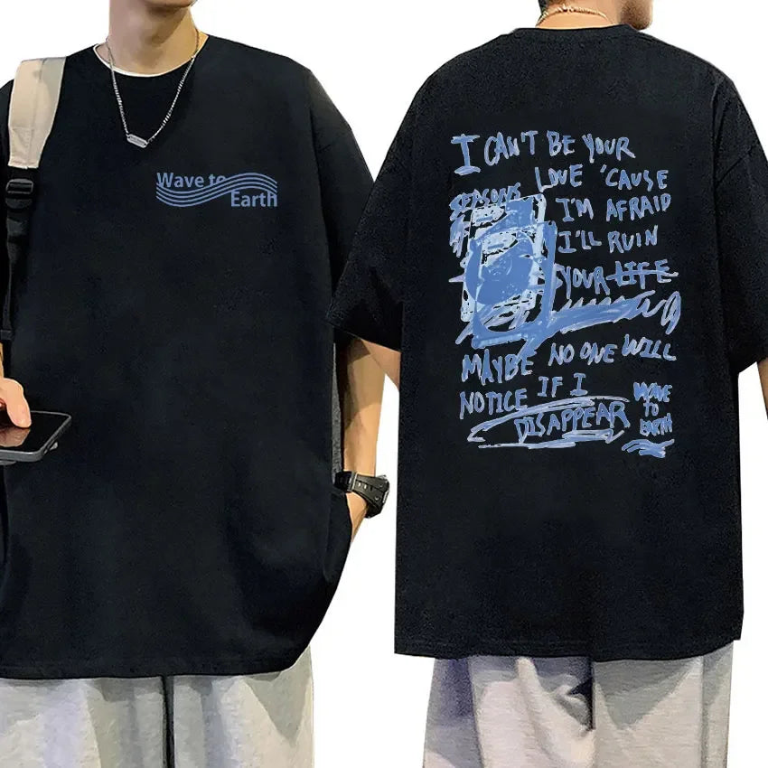 Wave To Earth Cat 0.03 2024 World Tour Album Print T Shirts Men Women Retro Fashion Cotton Short Sleeve T-shirt Hip Hop Clothing