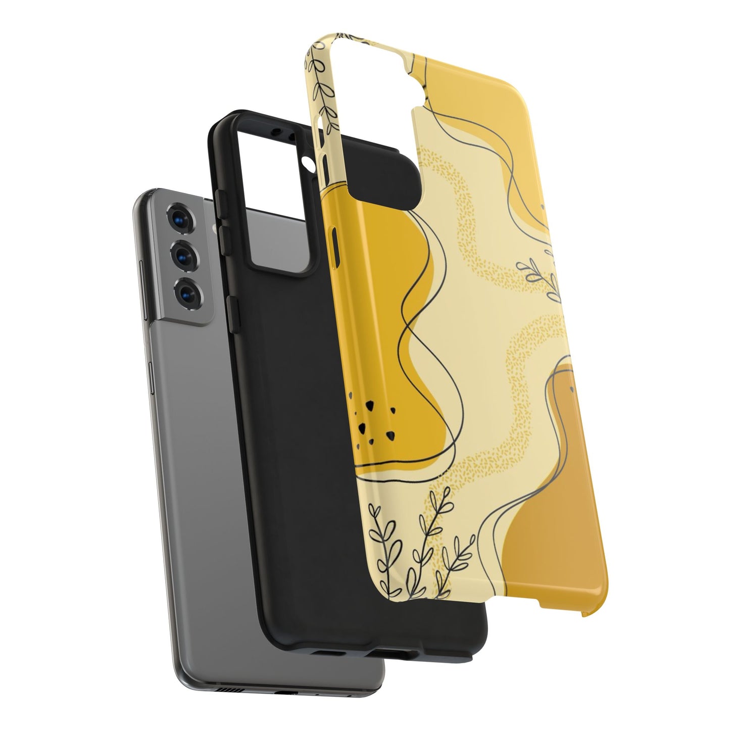 Artistic Yellow Phone Case, Tough Phone Protection, Modern Design, Gifts for Her, Phone Accessories, Unique Cell Phone Cover