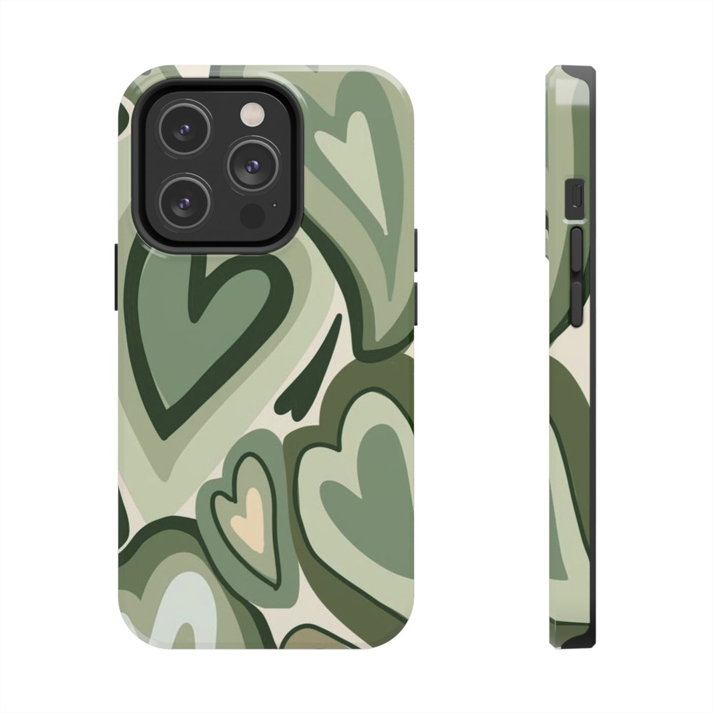 Heartfelt Patterned Tough Phone Cases, Cute Phone Cases, Gift for Her, Valentine's Day, Trendy Accessories, Nature-Inspired Design