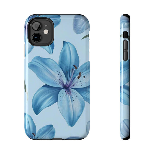 Blue Floral Tough Phone Cases, Floral Phone Cover, Gift for Her, Summer Aesthetic, Smartphone Protector, Durable Case