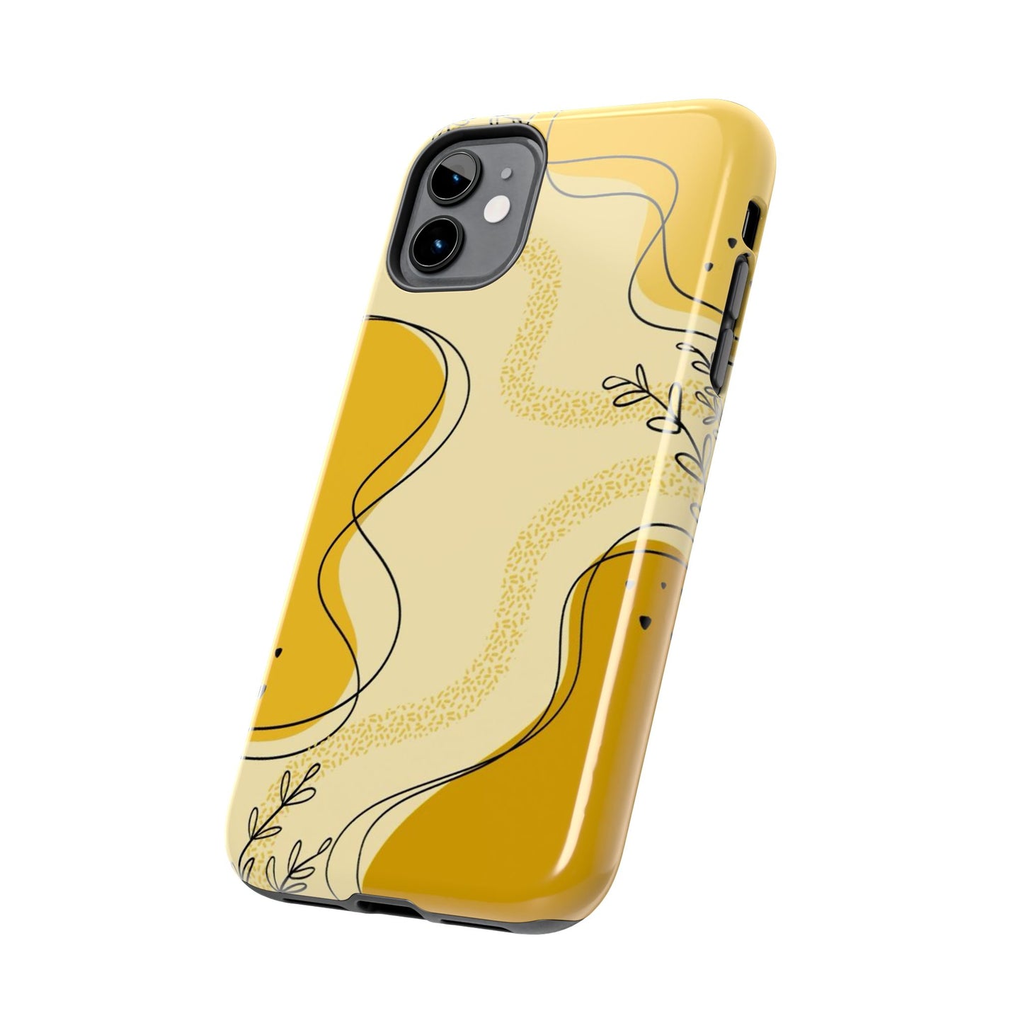 Artistic Yellow Phone Case, Tough Phone Protection, Modern Design, Gifts for Her, Phone Accessories, Unique Cell Phone Cover