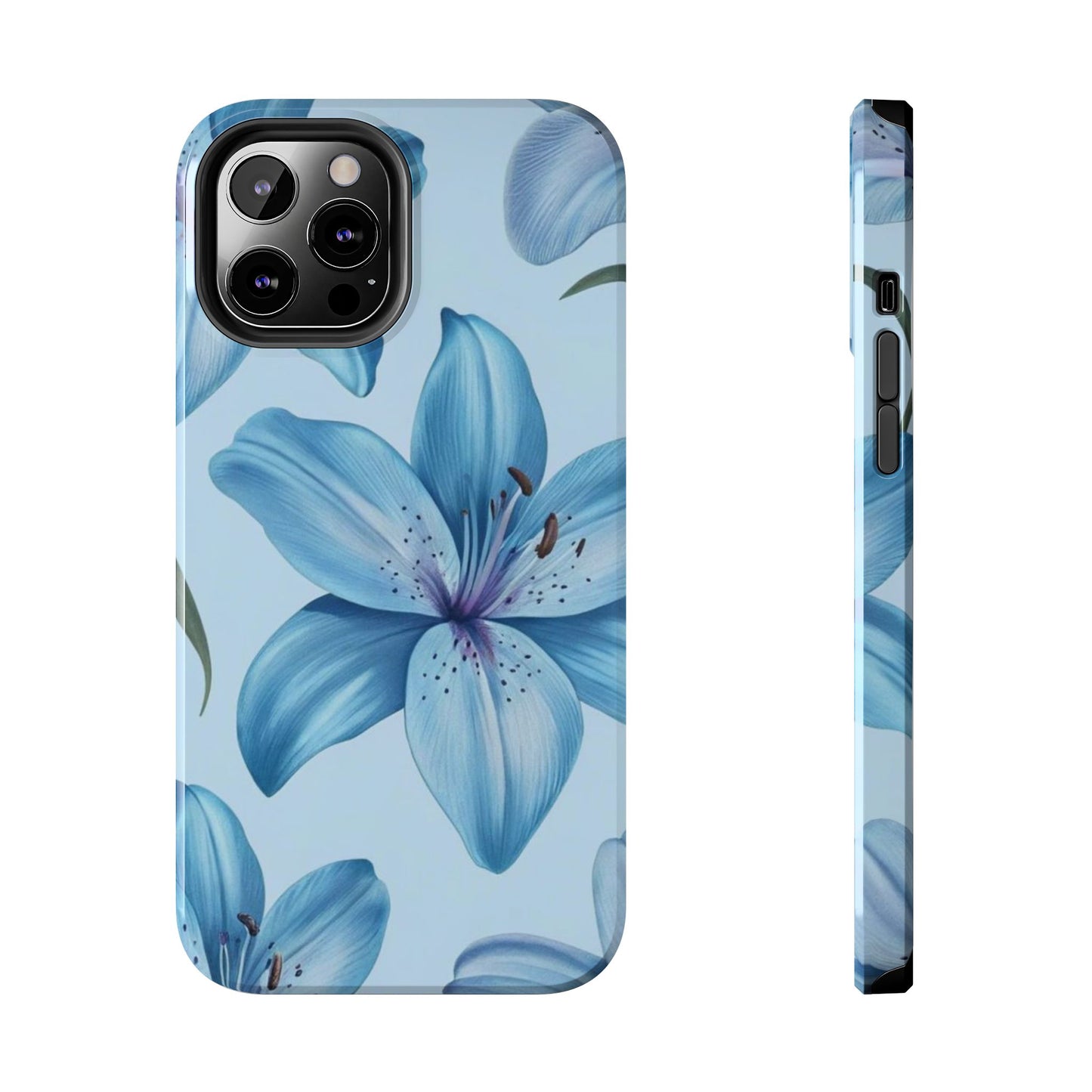 Blue Floral Tough Phone Cases, Floral Phone Cover, Gift for Her, Summer Aesthetic, Smartphone Protector, Durable Case