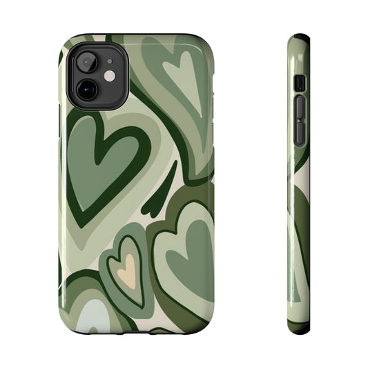 Heartfelt Patterned Tough Phone Cases, Cute Phone Cases, Gift for Her, Valentine's Day, Trendy Accessories, Nature-Inspired Design