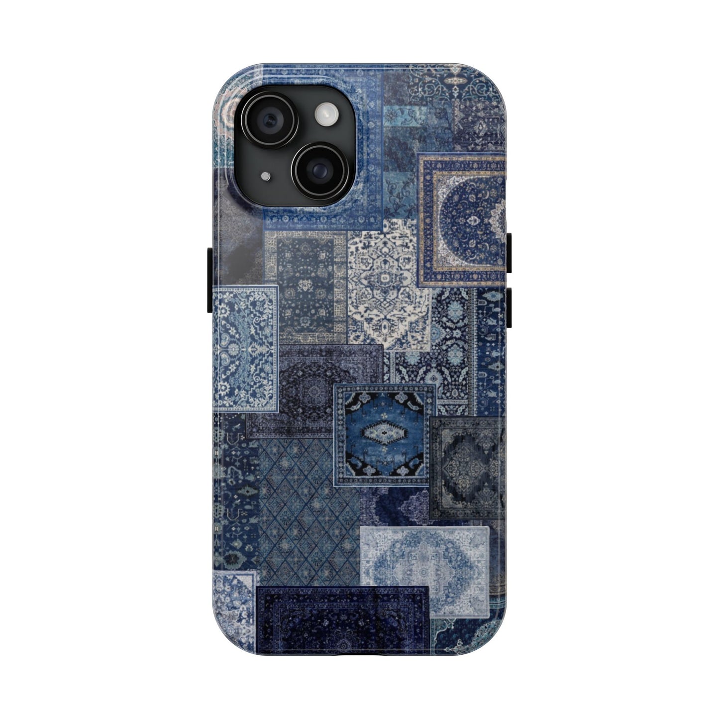 Vintage Rug Pattern Phone Cases, Tough Cases for iPhone, Stylish Smartphone Cover, Unique Gifts for Him/Her, Blue Design