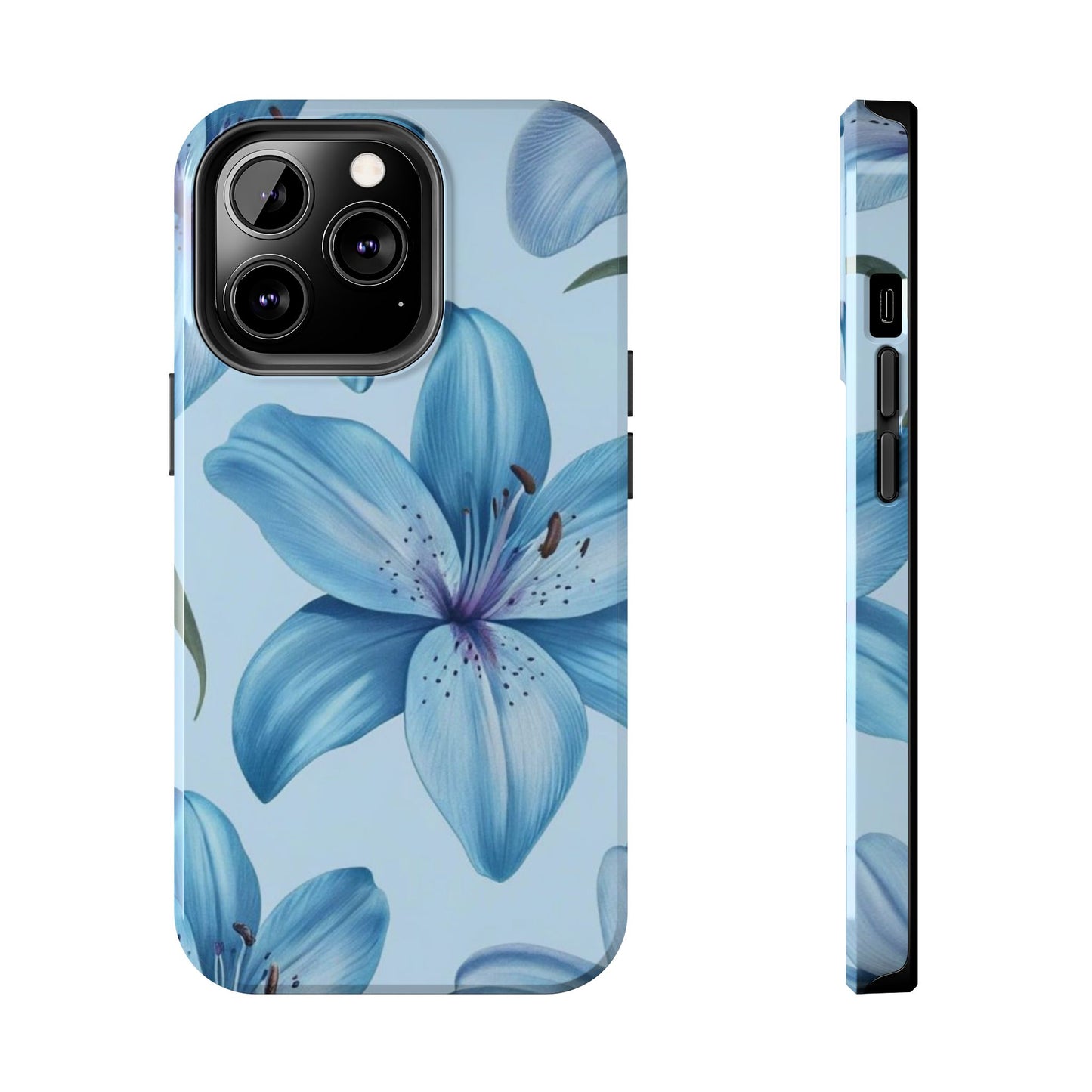 Blue Floral Tough Phone Cases, Floral Phone Cover, Gift for Her, Summer Aesthetic, Smartphone Protector, Durable Case