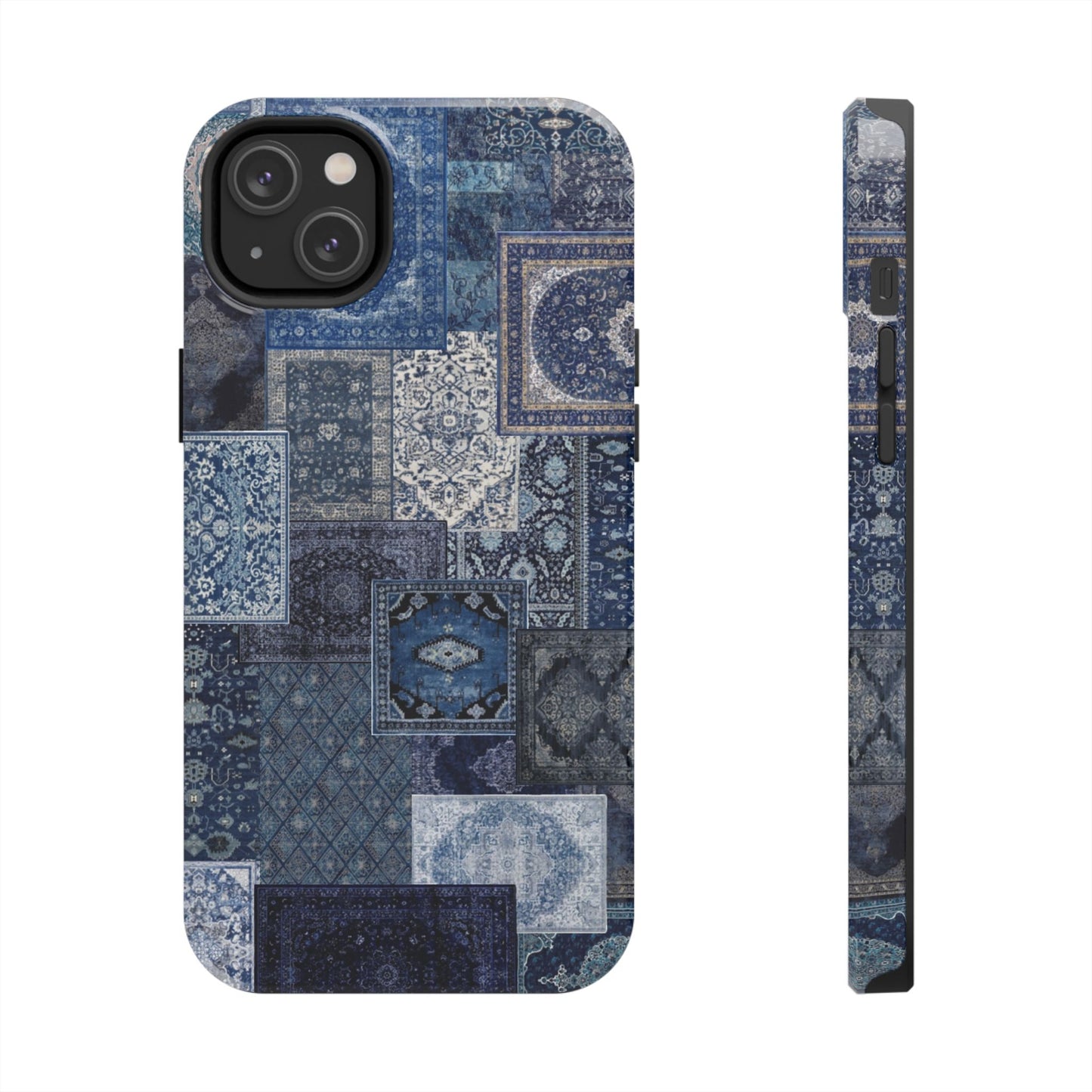 Vintage Rug Pattern Phone Cases, Tough Cases for iPhone, Stylish Smartphone Cover, Unique Gifts for Him/Her, Blue Design